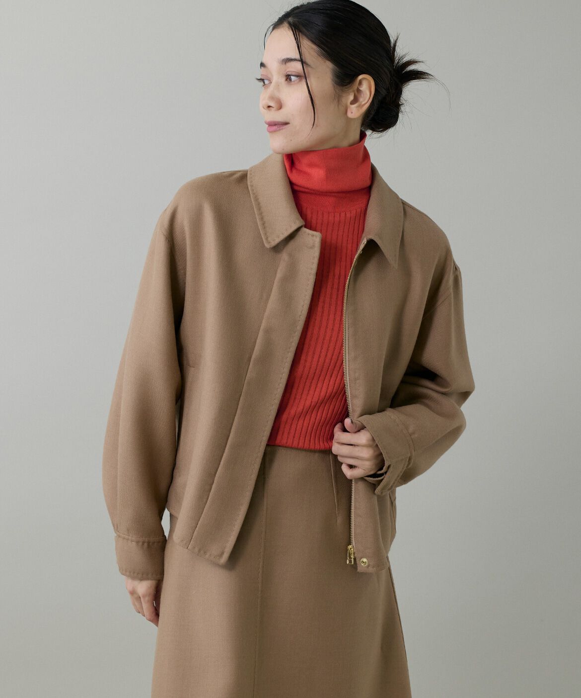 INED「《大きいサイズ》ダブルフェイスブルゾン」|その他|キャメル1