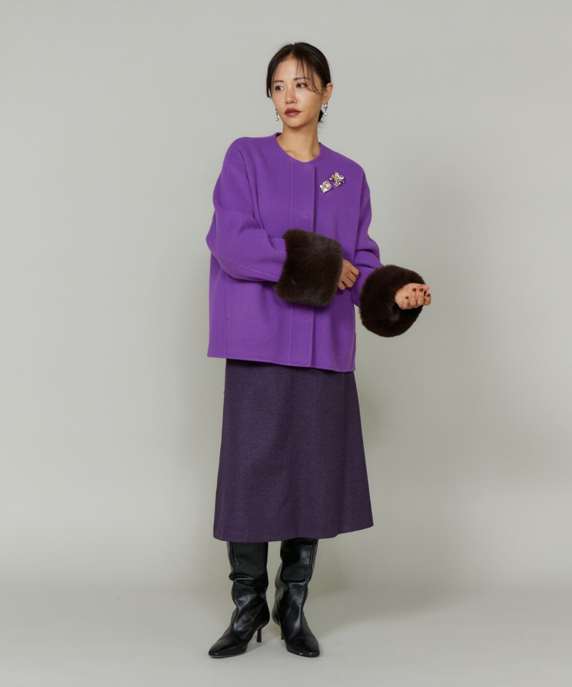 Le Souk「《45th限定企画》ファー付きクルーネックリバーコート」|その他|