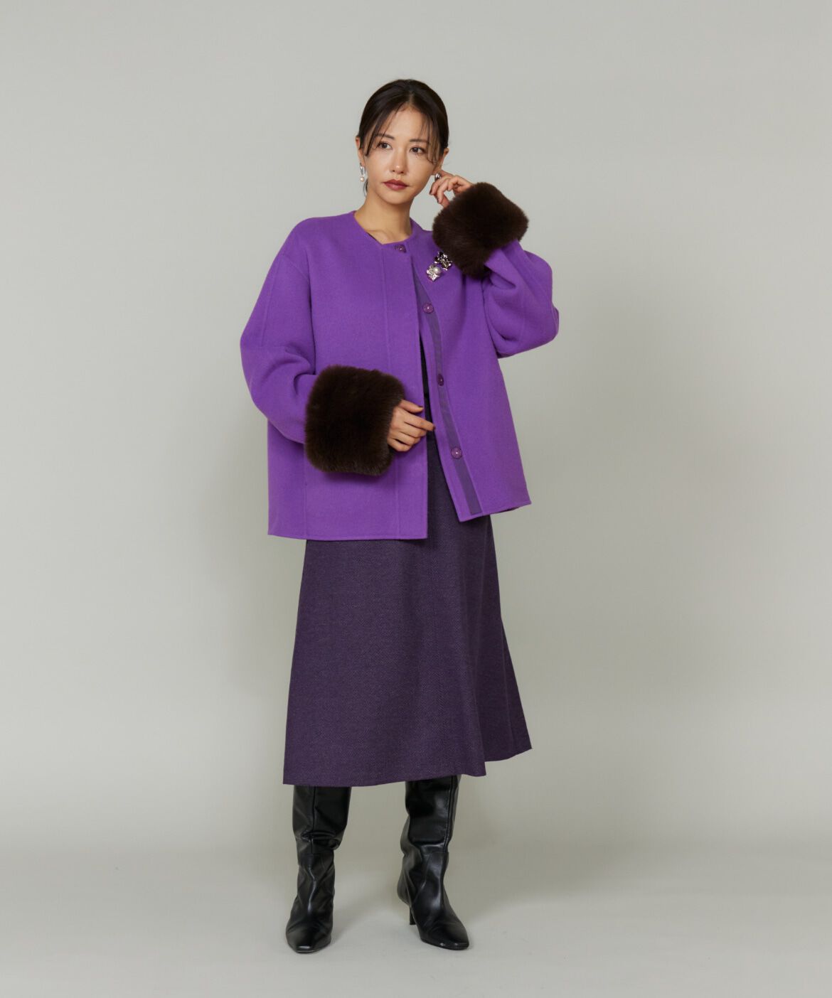 Le Souk「《45th限定企画》ファー付きクルーネックリバーコート」|その他|