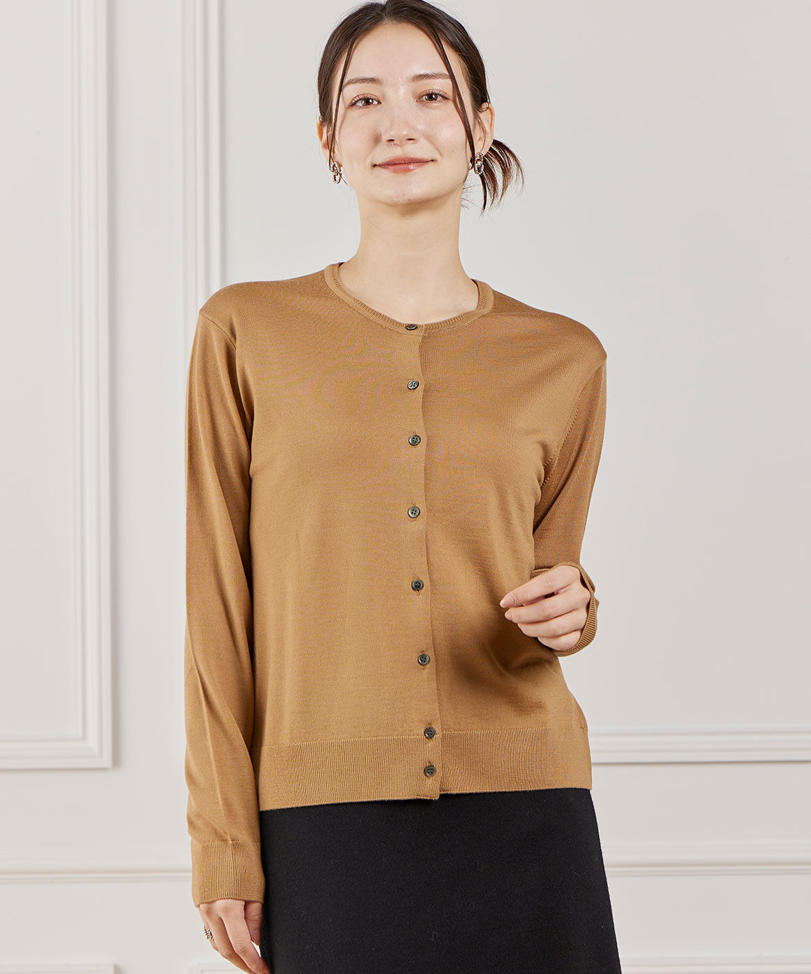 INED「FF30ゲージ クルーネックカーディガン」|カーディガン|