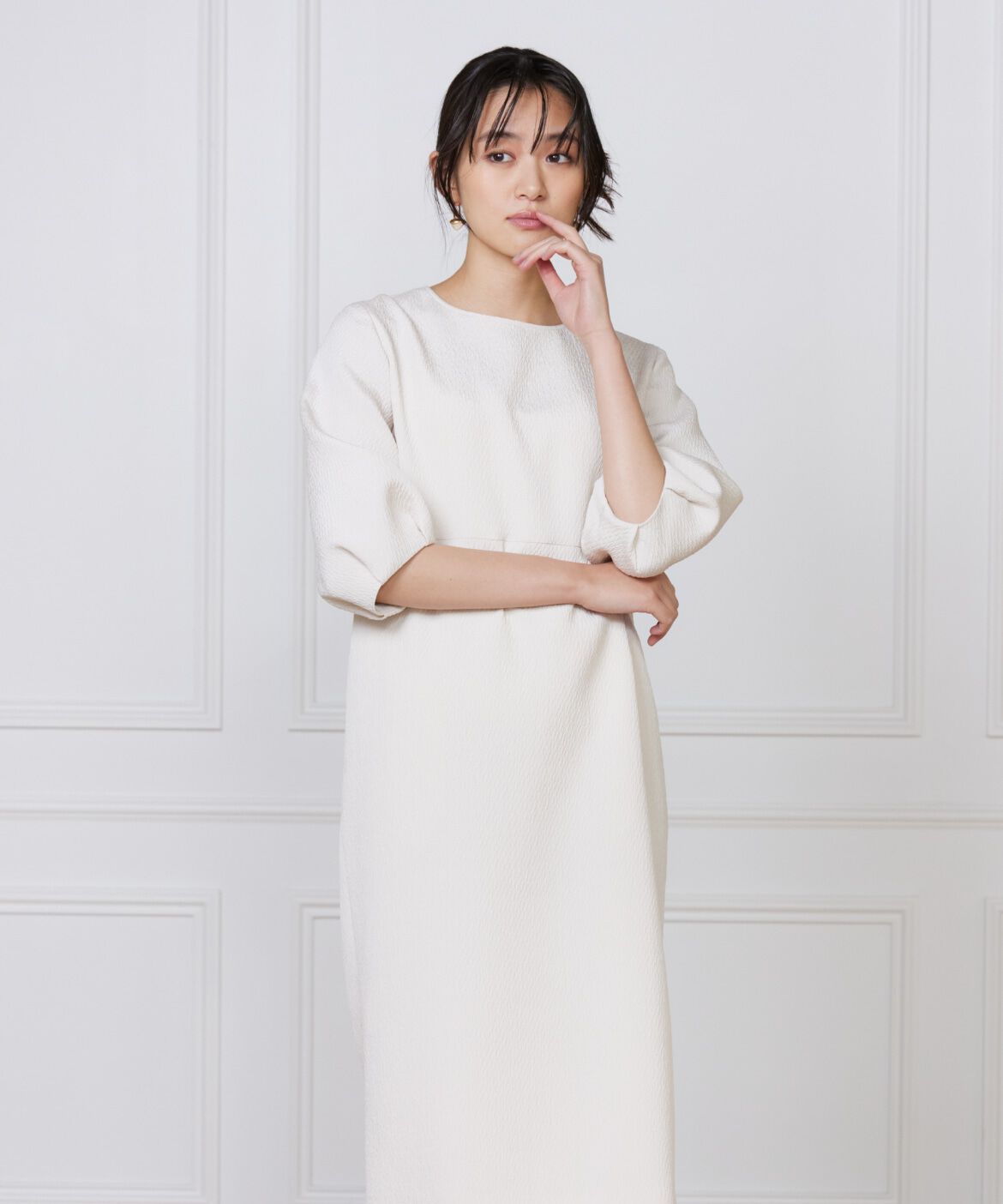 7-IDconcept.「《大きいサイズ》フクレジャカードワンピース」|ワンピース|