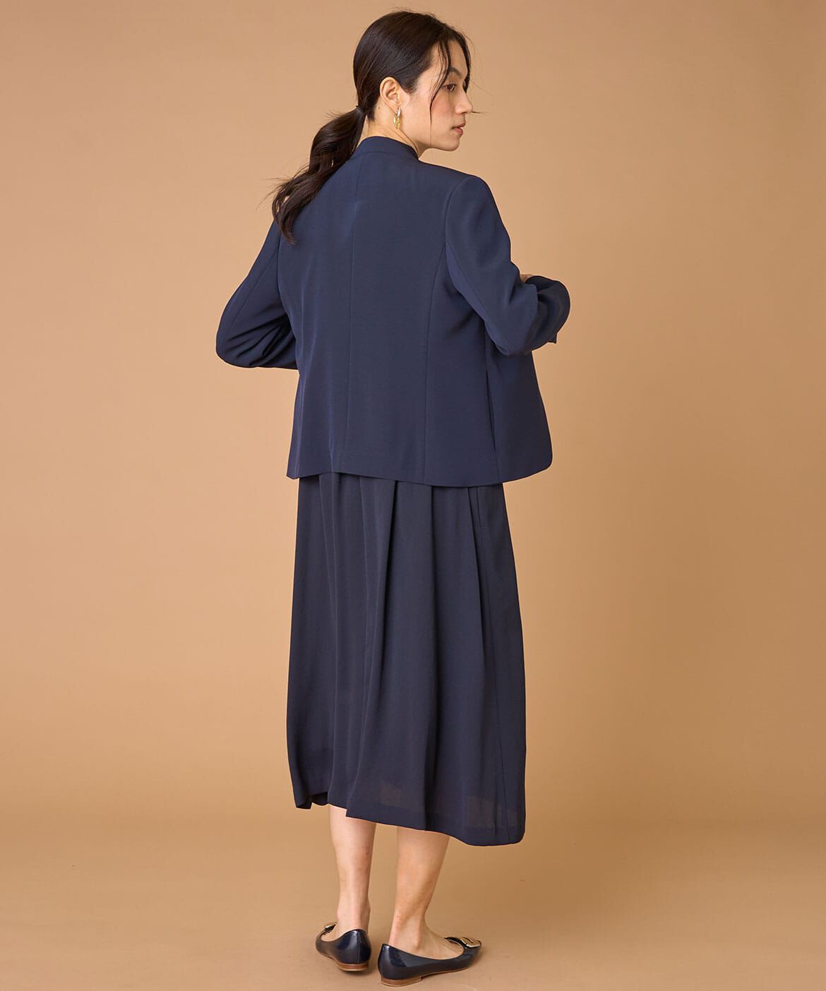 INED「《大きいサイズ》ボウタイワンピース」|ワンピース|