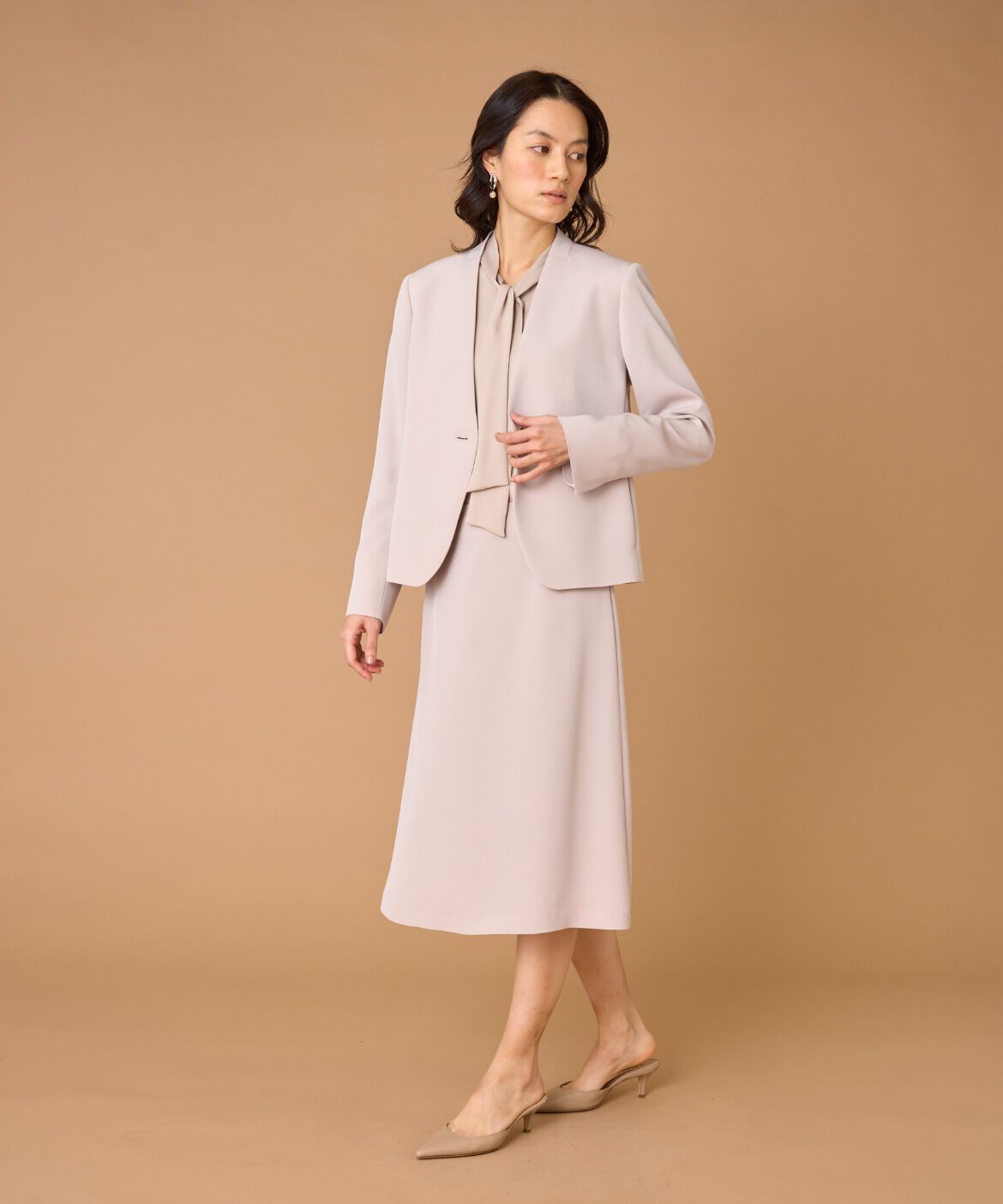 INED「《大きいサイズ》ボウタイブラウス」|シャツ・ブラウス|