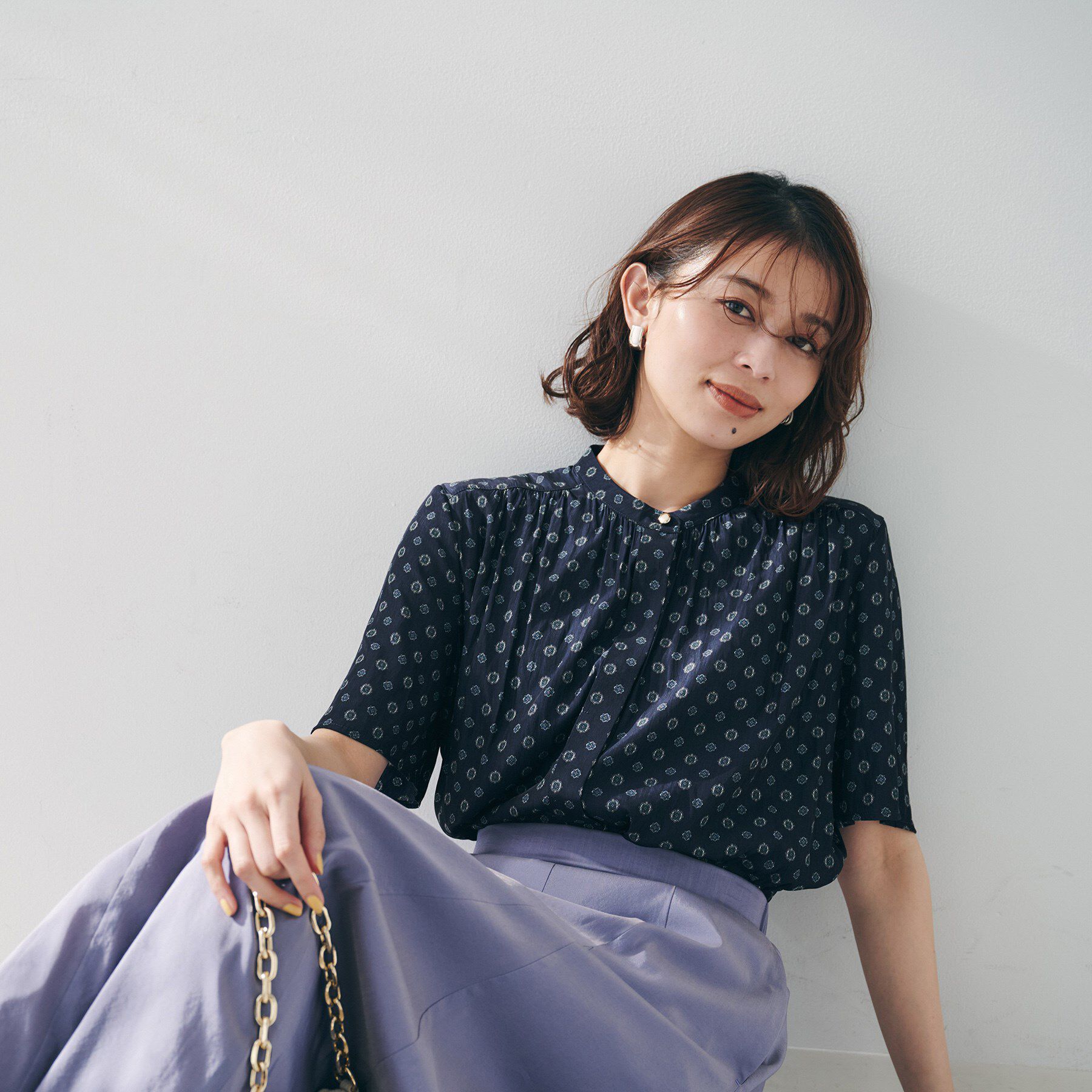 UNTITLED「【セットアップ可能/オンオフ】小紋柄ブラウス」|シャツ・ブラウス|