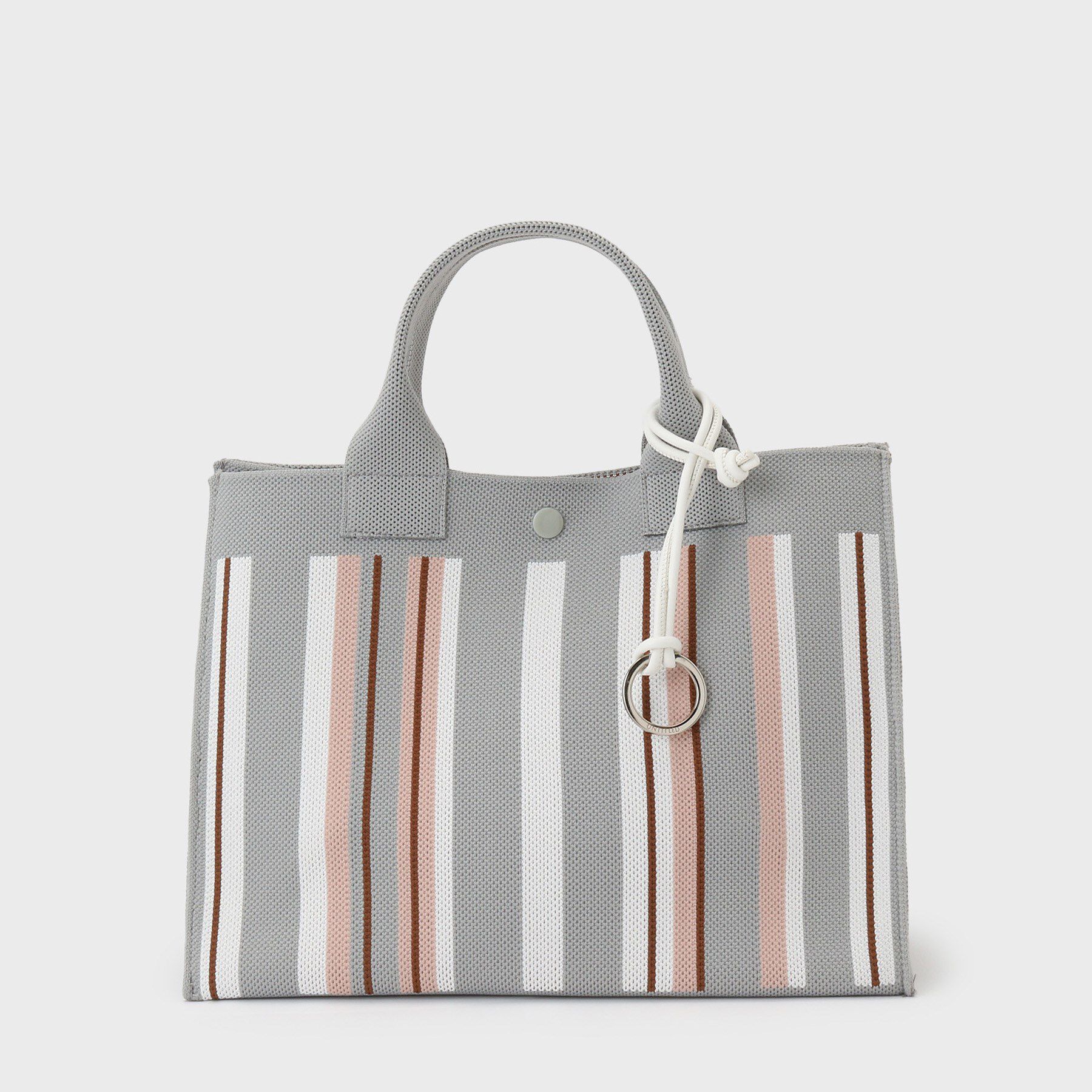 UNTITLED「【手洗い可】マルチストライプニットバッグ」|ハンドバッグ|ライトグレー(511