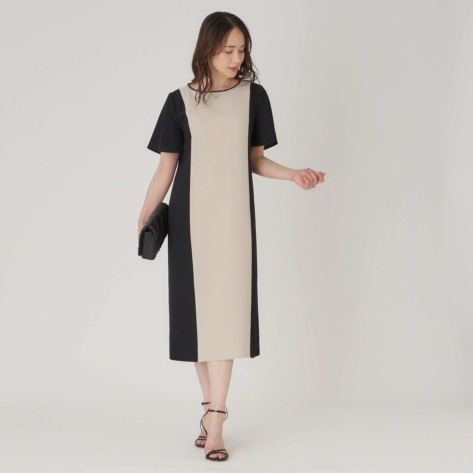 COUP DE CHANCE「【洗える／日本製】配色デザインワンピース」|ワンピース|