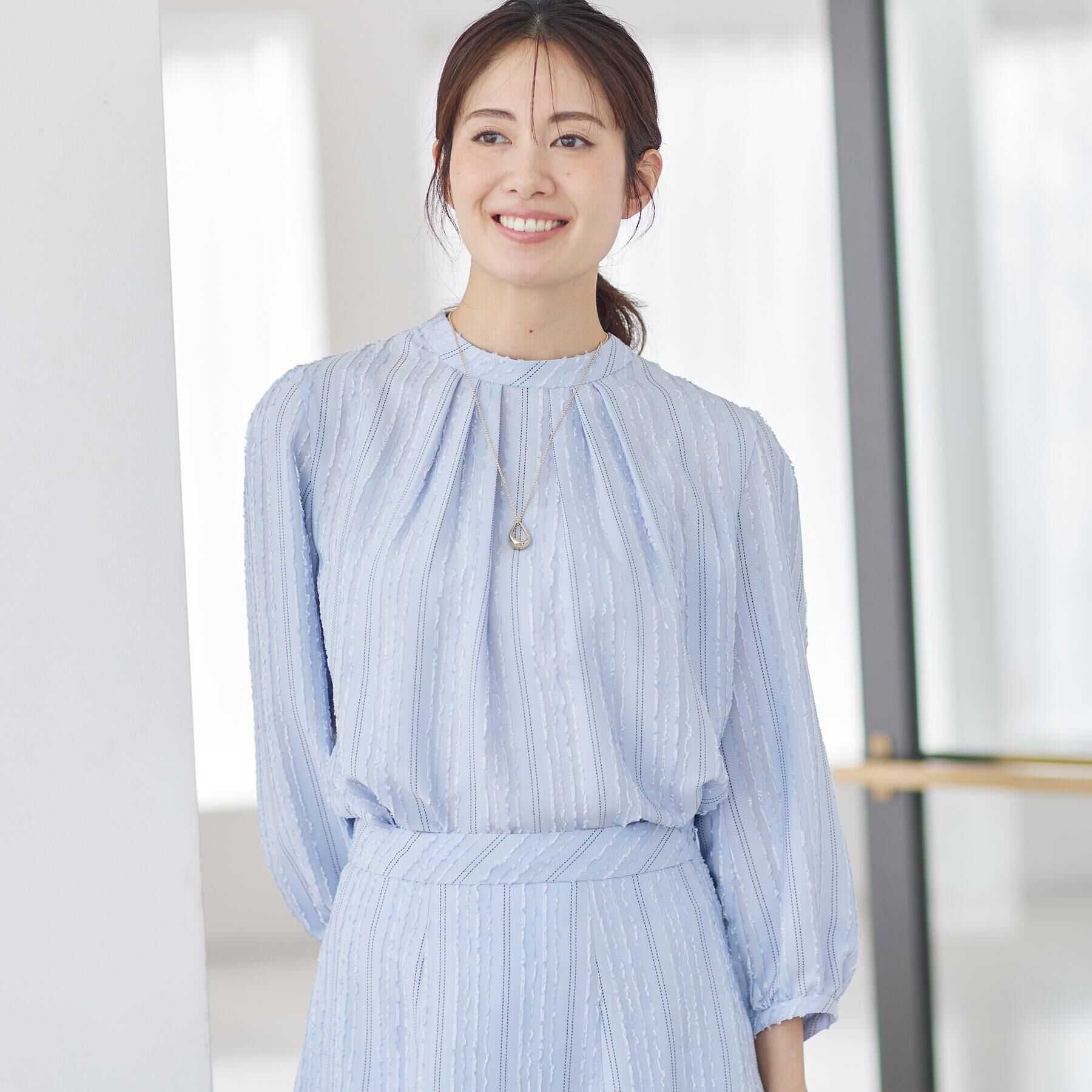 Reflect「【セットアップ可】ストライプ柄ジャカードブラウス」|シャツ・ブラウス|