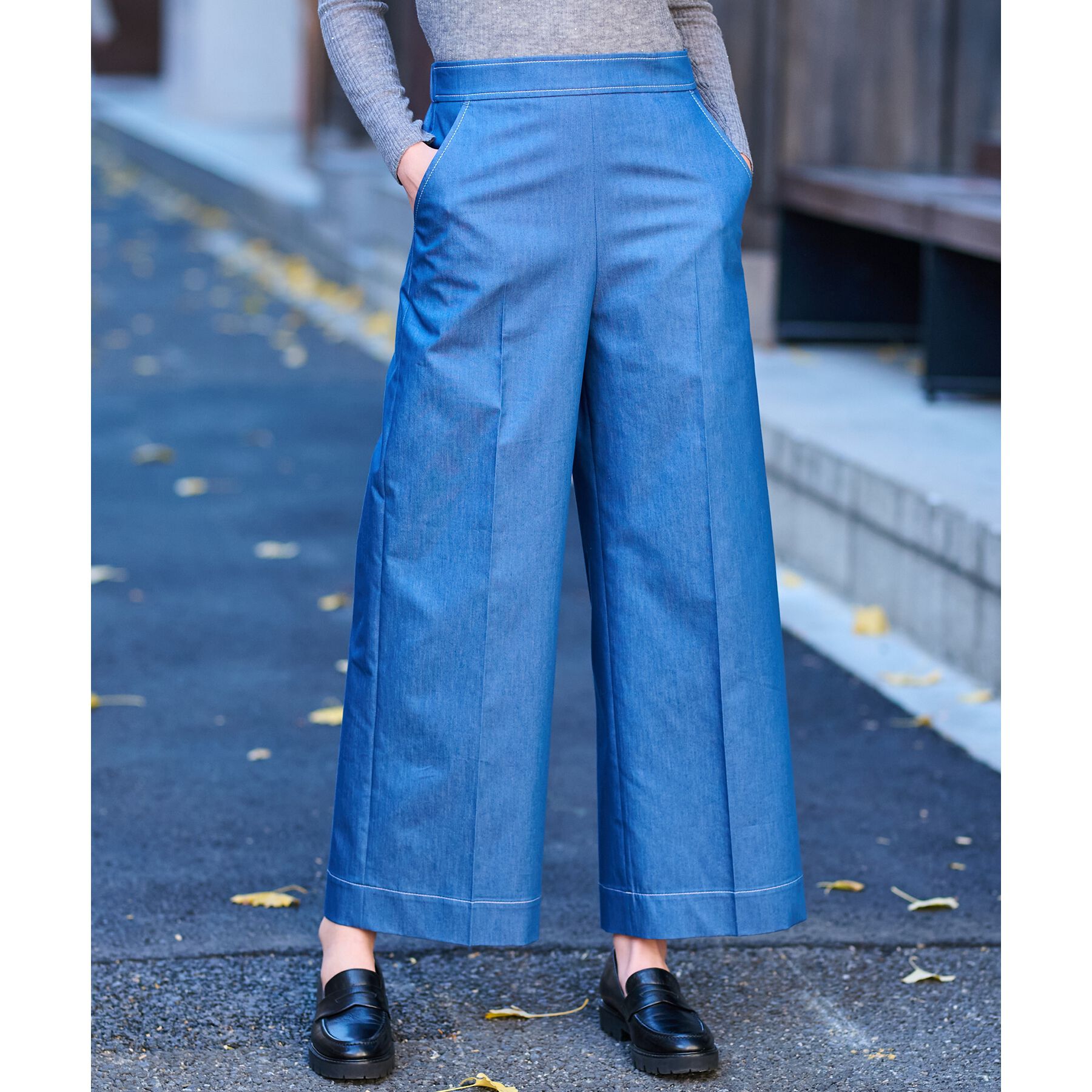 DRESSTERIOR「【洗える/接触冷感/後ろウエストゴム】イージーウエストワイドデニムパンツ」|その他|