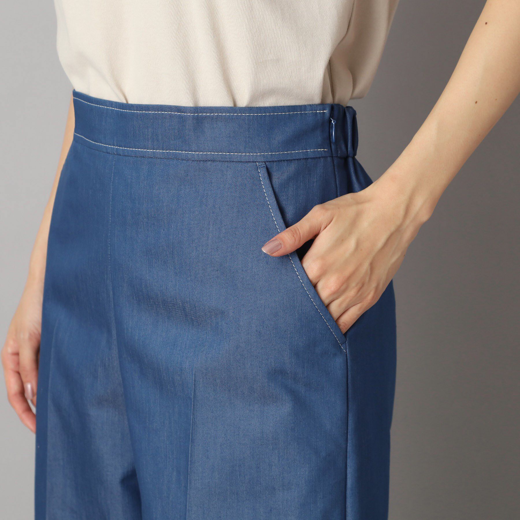 DRESSTERIOR「【洗える/接触冷感/後ろウエストゴム】イージーウエストワイドデニムパンツ」|その他|