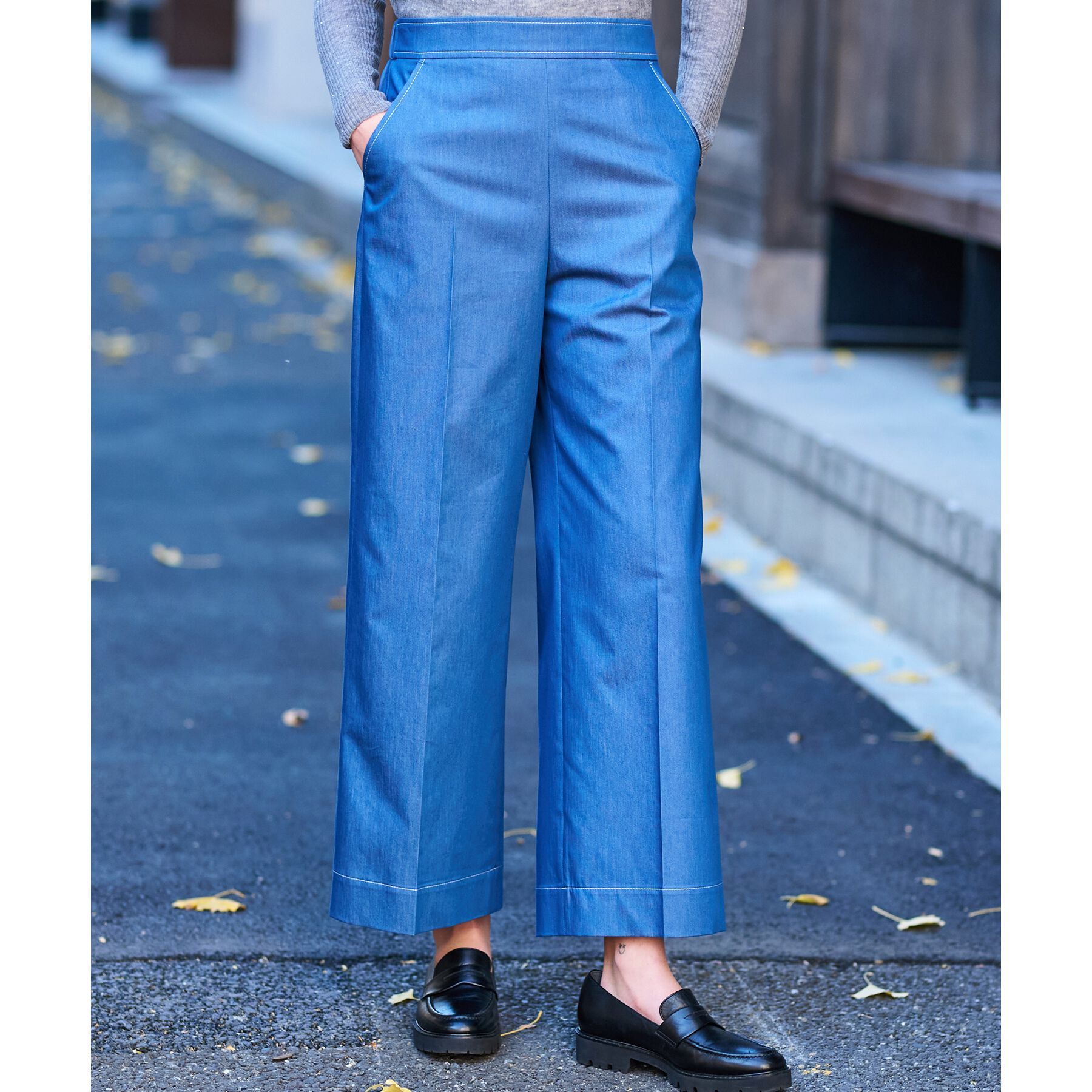 DRESSTERIOR「【洗える/接触冷感/後ろウエストゴム】イージーウエストワイドデニムパンツ」|その他|