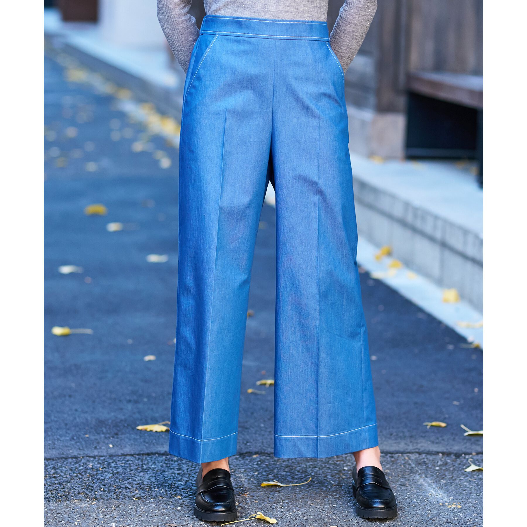 DRESSTERIOR「【洗える/接触冷感/後ろウエストゴム】イージーウエストワイドデニムパンツ」|その他|