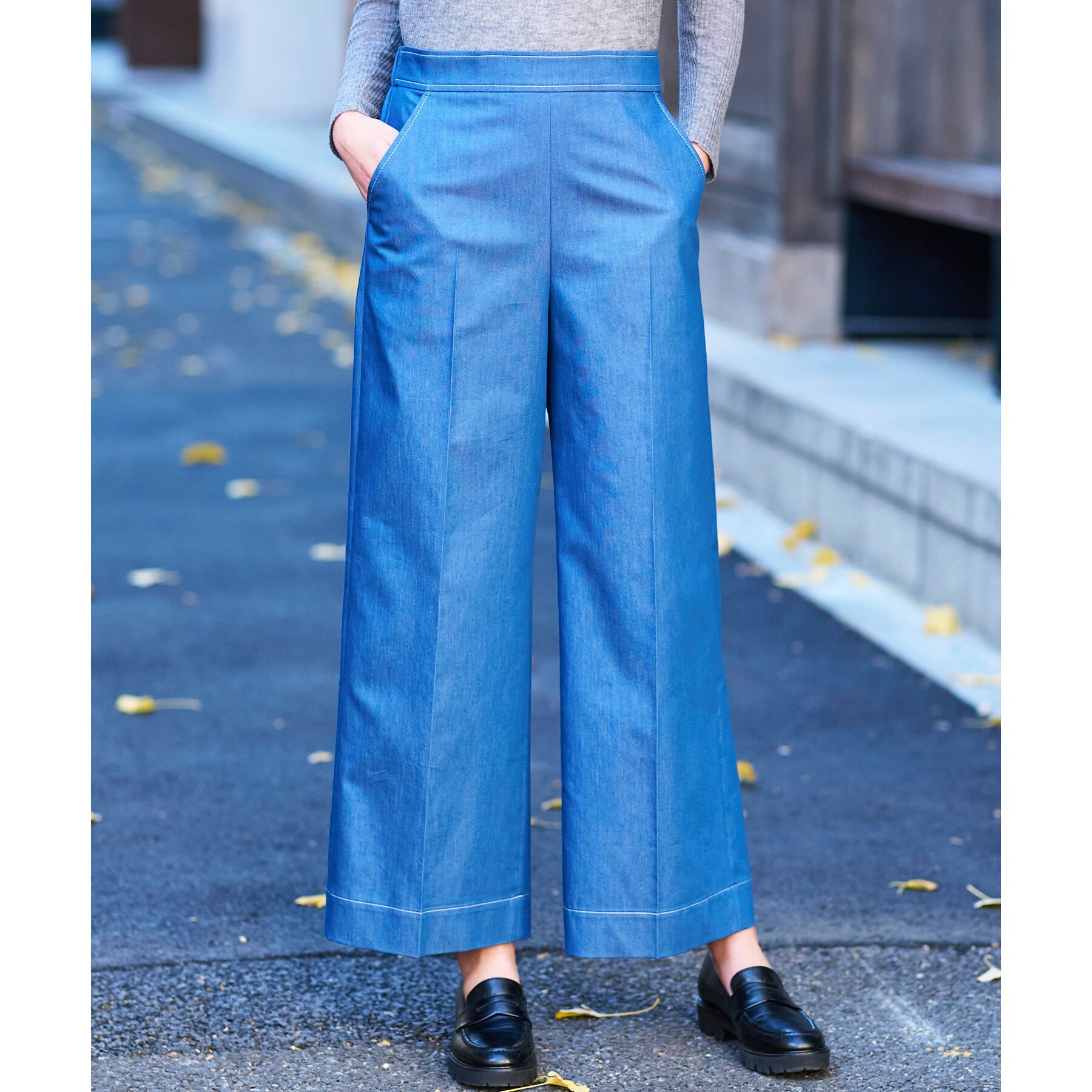 DRESSTERIOR「【洗える/接触冷感/後ろウエストゴム】イージーウエストワイドデニムパンツ」|その他|