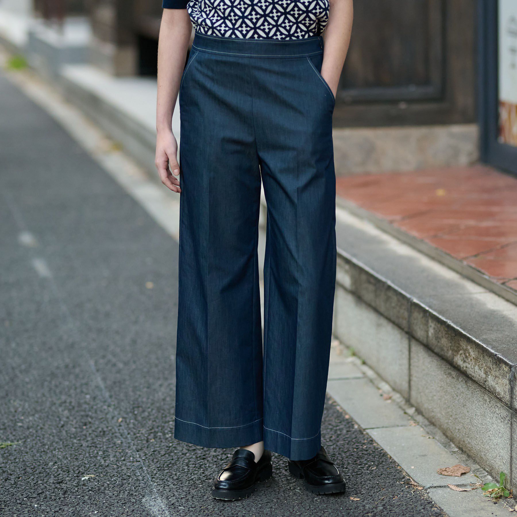 DRESSTERIOR「【洗える/接触冷感/後ろウエストゴム】イージーウエストワイドデニムパンツ」|その他|