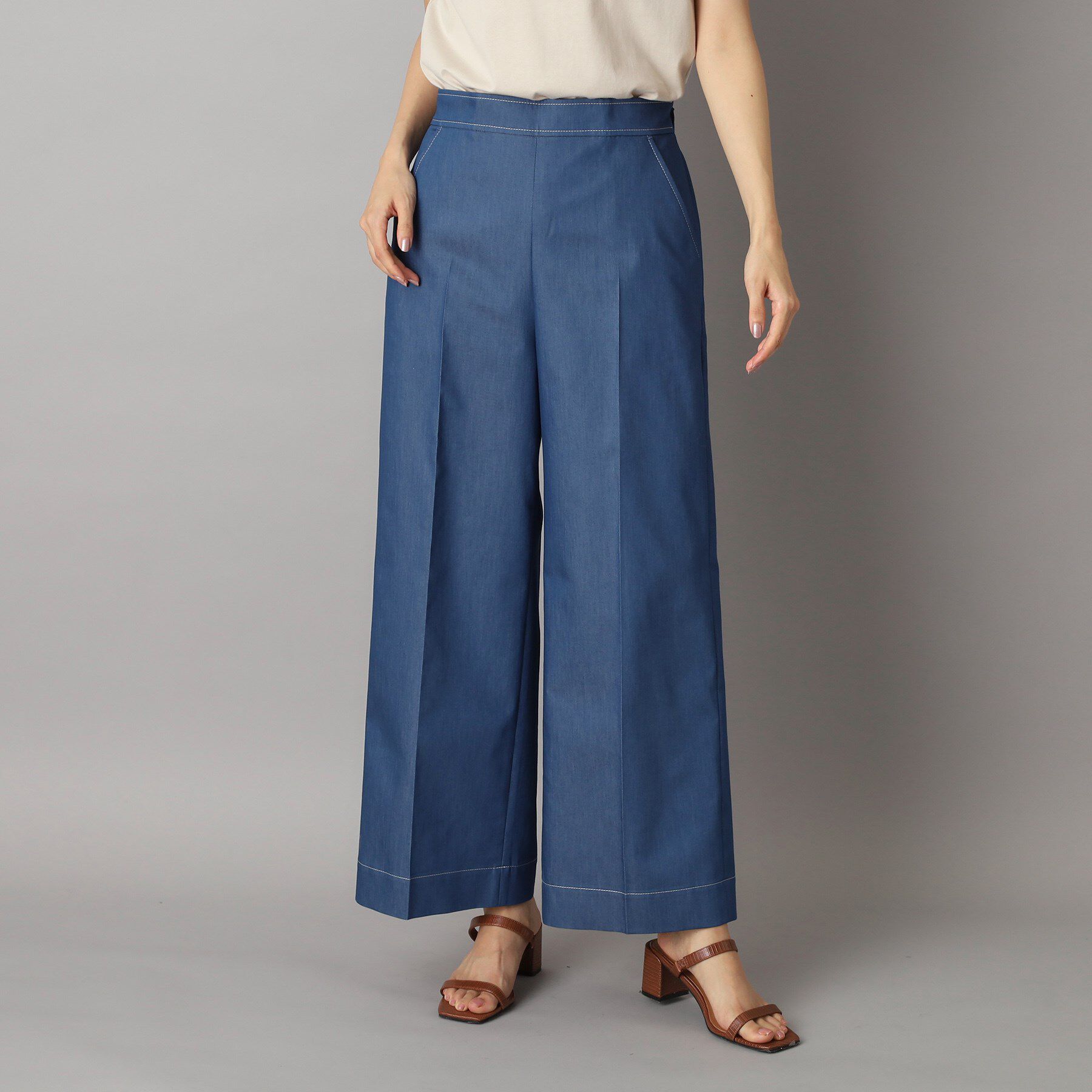 DRESSTERIOR「【洗える/接触冷感/後ろウエストゴム】イージーウエストワイドデニムパンツ」|その他|