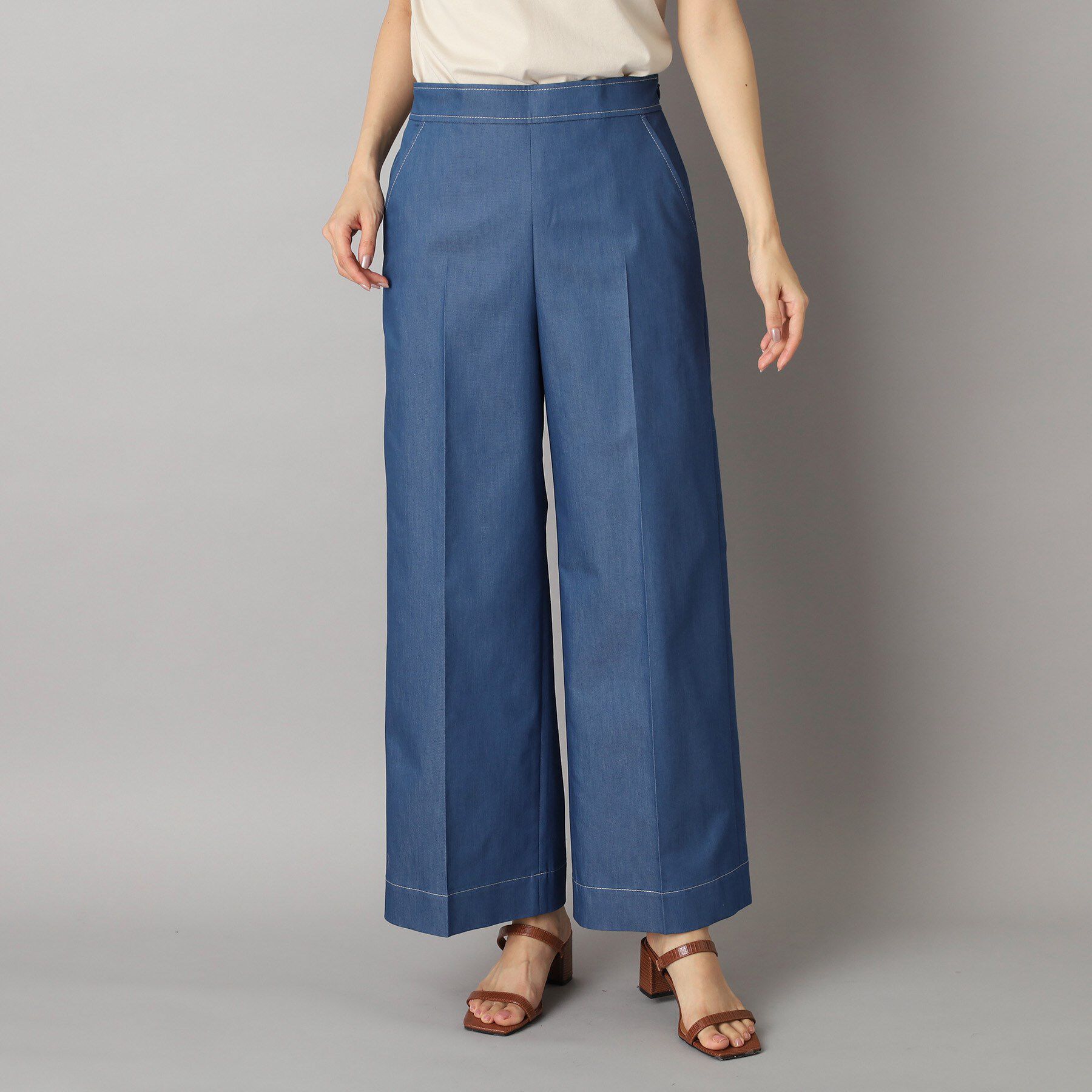 DRESSTERIOR「【洗える/接触冷感/後ろウエストゴム】イージーウエストワイドデニムパンツ」|その他|