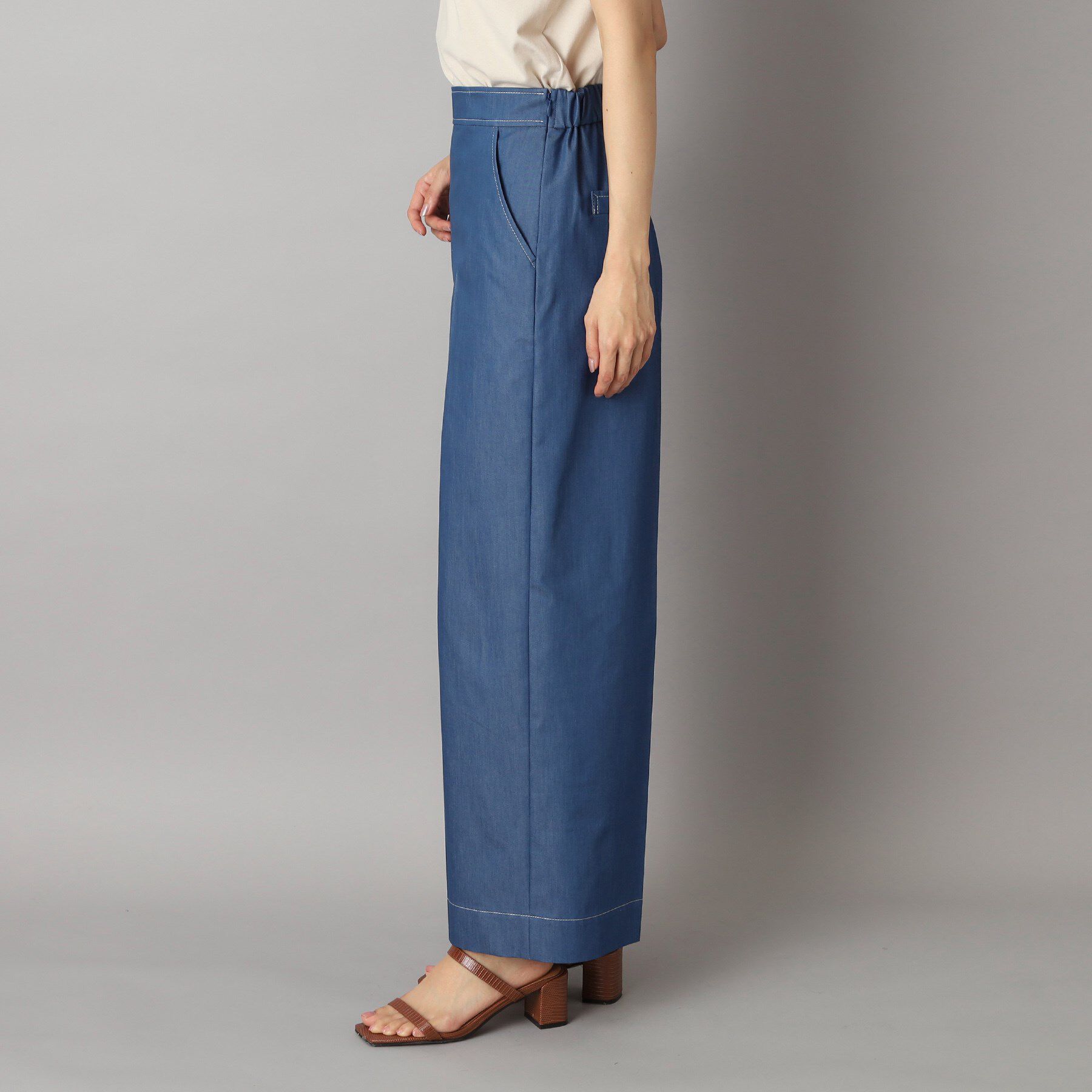 DRESSTERIOR「【洗える/接触冷感/後ろウエストゴム】イージーウエストワイドデニムパンツ」|その他|