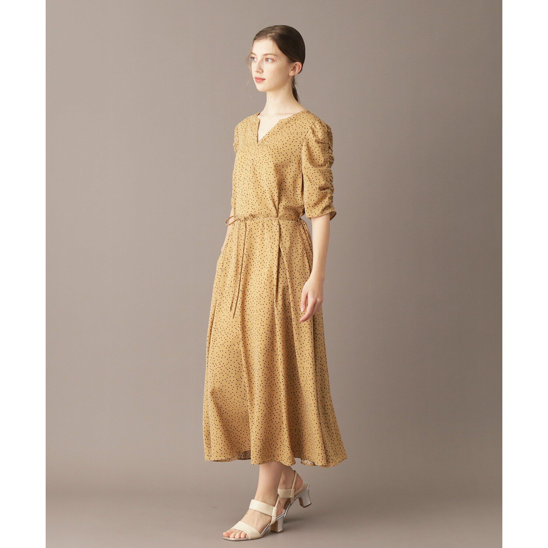 DRESSTERIOR「【ポケット付き/ドット柄】ドットハーフスリーブワンピース」|ワンピース|