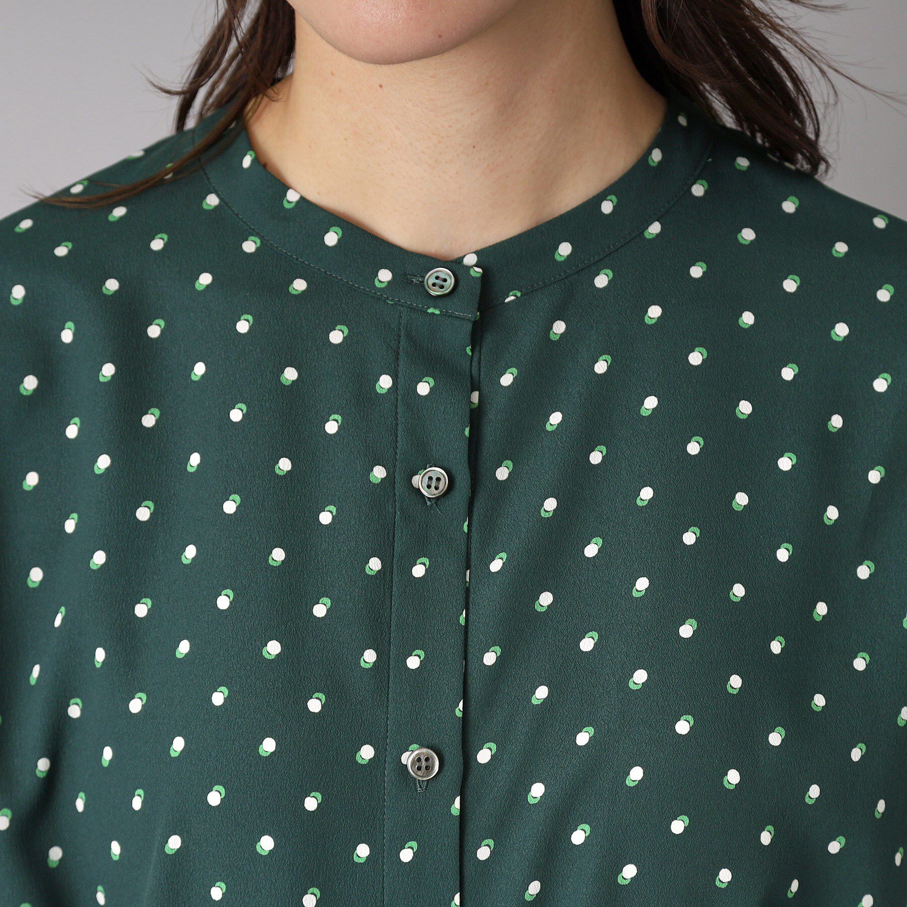 DRESSTERIOR「【ポケットあり/後ろウエストゴム】ドットプリントフレンチスリーブワンピ」|ワンピース|