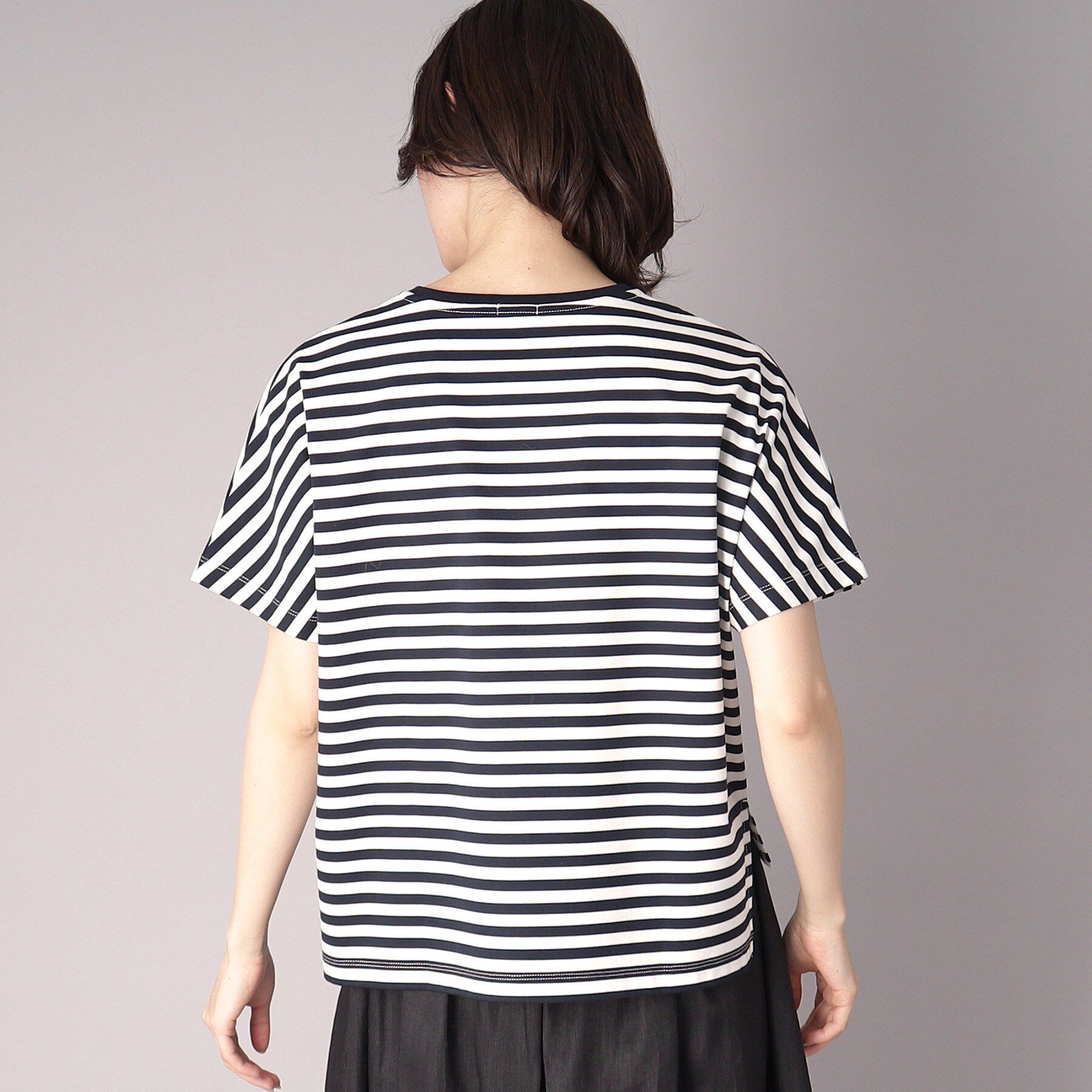 DRESSTERIOR「【接触冷感/抗菌防臭/消臭】アイスクリアコットンドルマンボーダーT」|Tシャツ・カットソー|