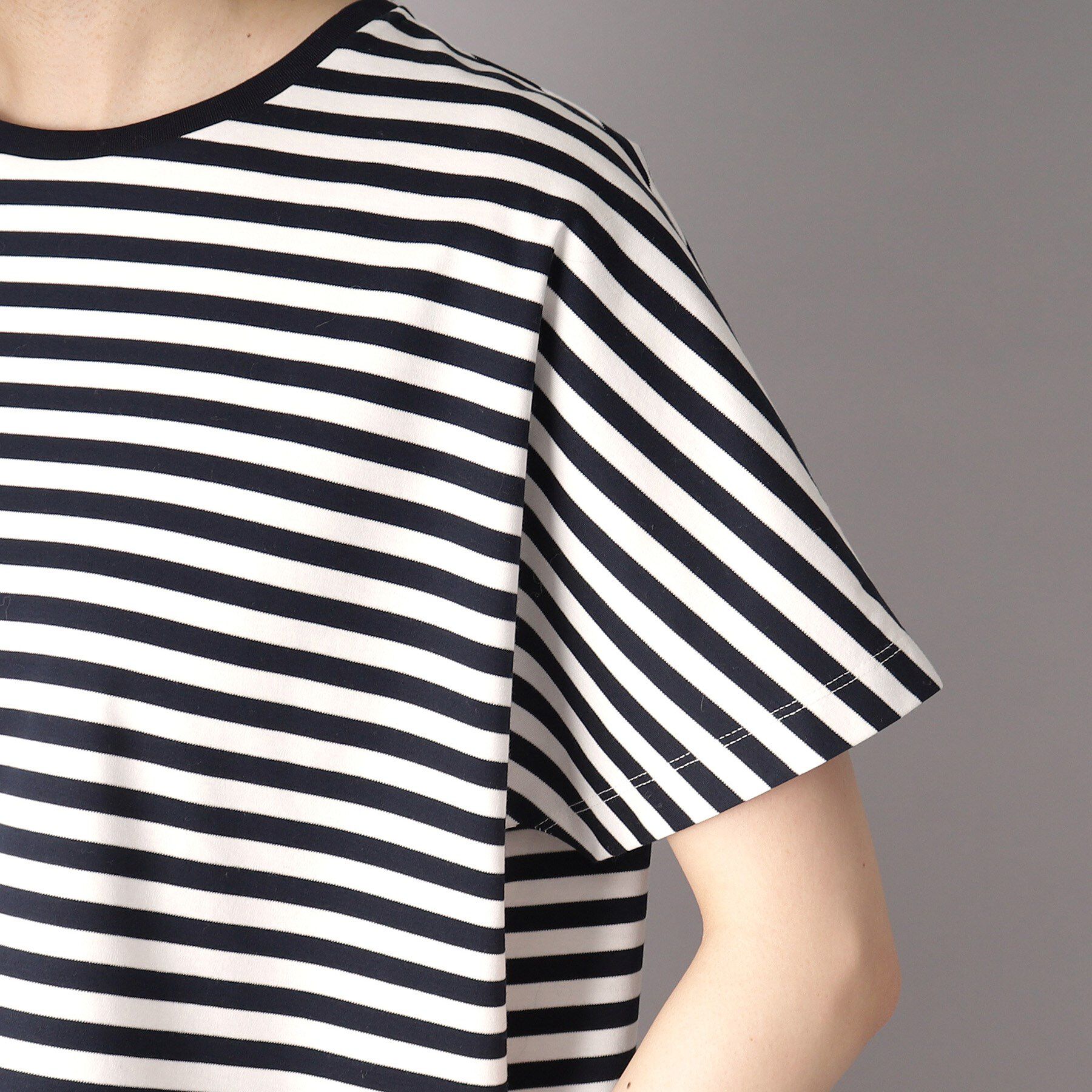 DRESSTERIOR「【接触冷感/抗菌防臭/消臭】アイスクリアコットンドルマンボーダーT」|Tシャツ・カットソー|