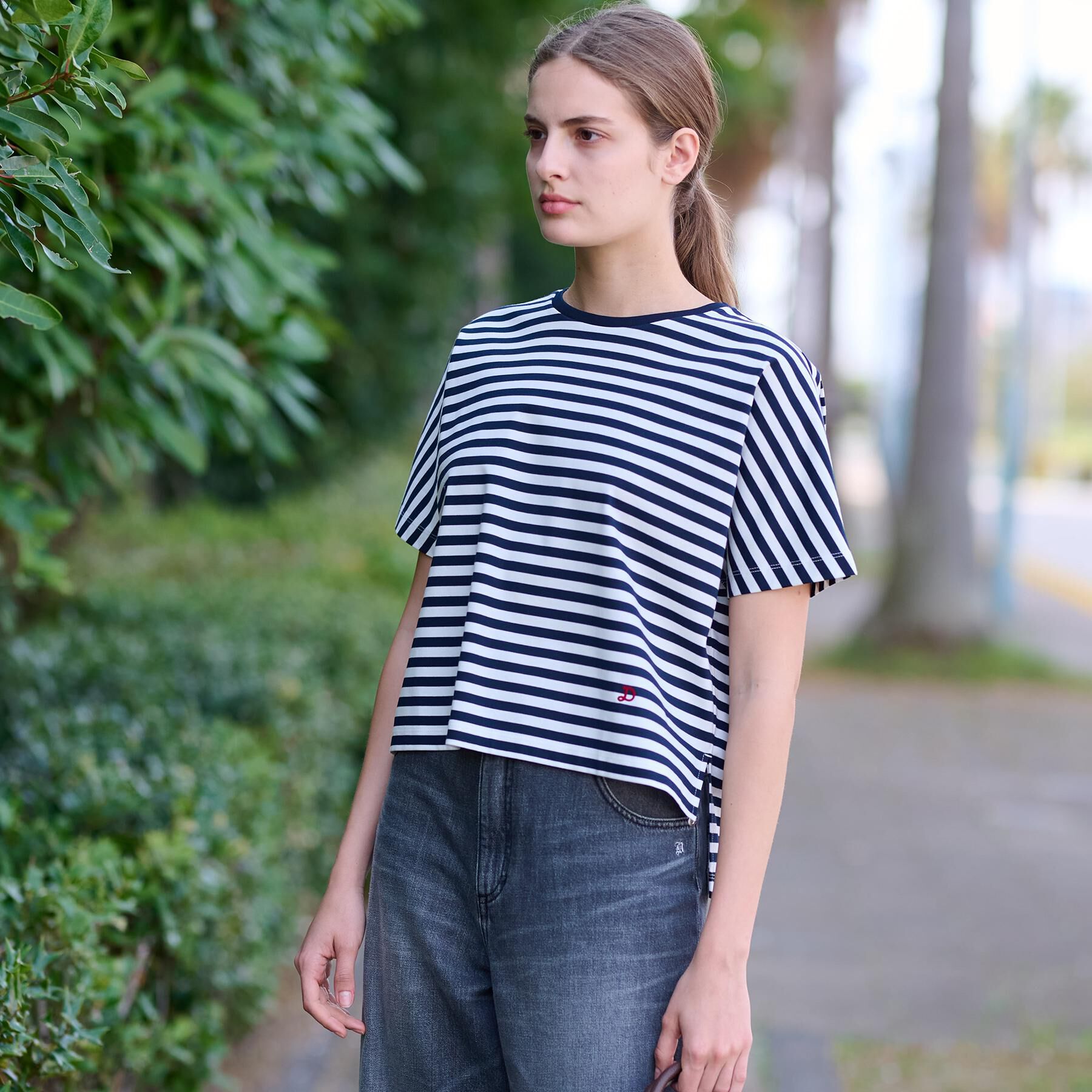 DRESSTERIOR「【接触冷感/抗菌防臭/消臭】アイスクリアコットンドルマンボーダーT」|Tシャツ・カットソー|