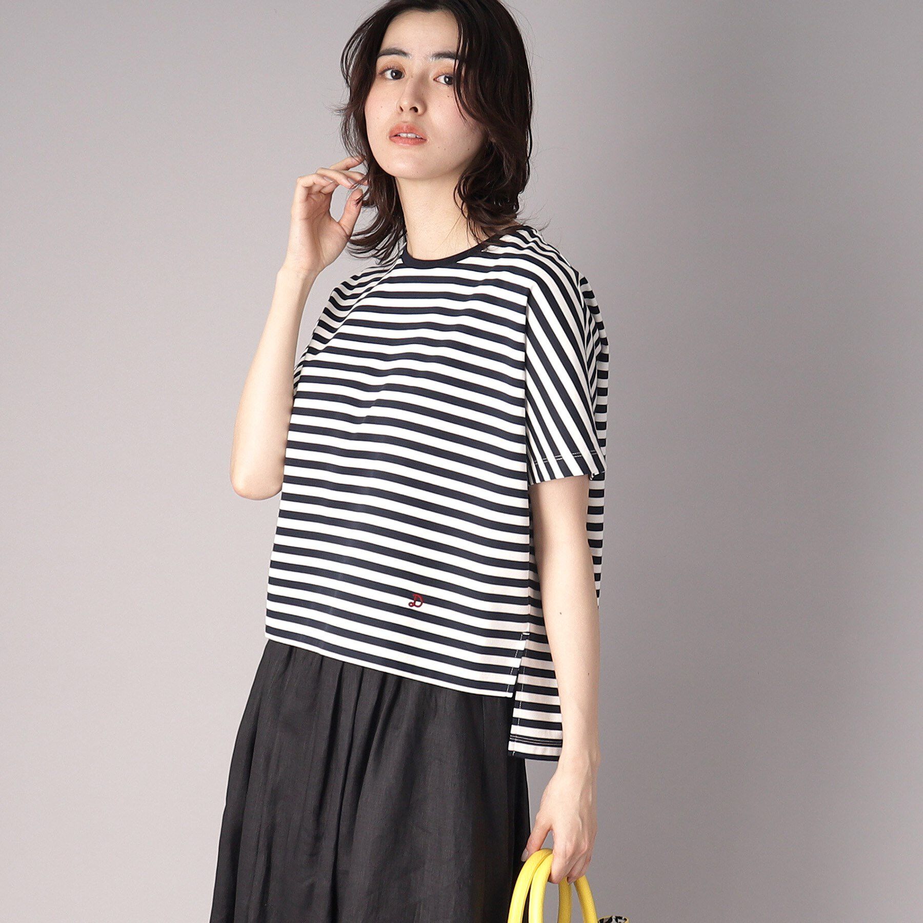 DRESSTERIOR「【接触冷感/抗菌防臭/消臭】アイスクリアコットンドルマンボーダーT」|Tシャツ・カットソー|