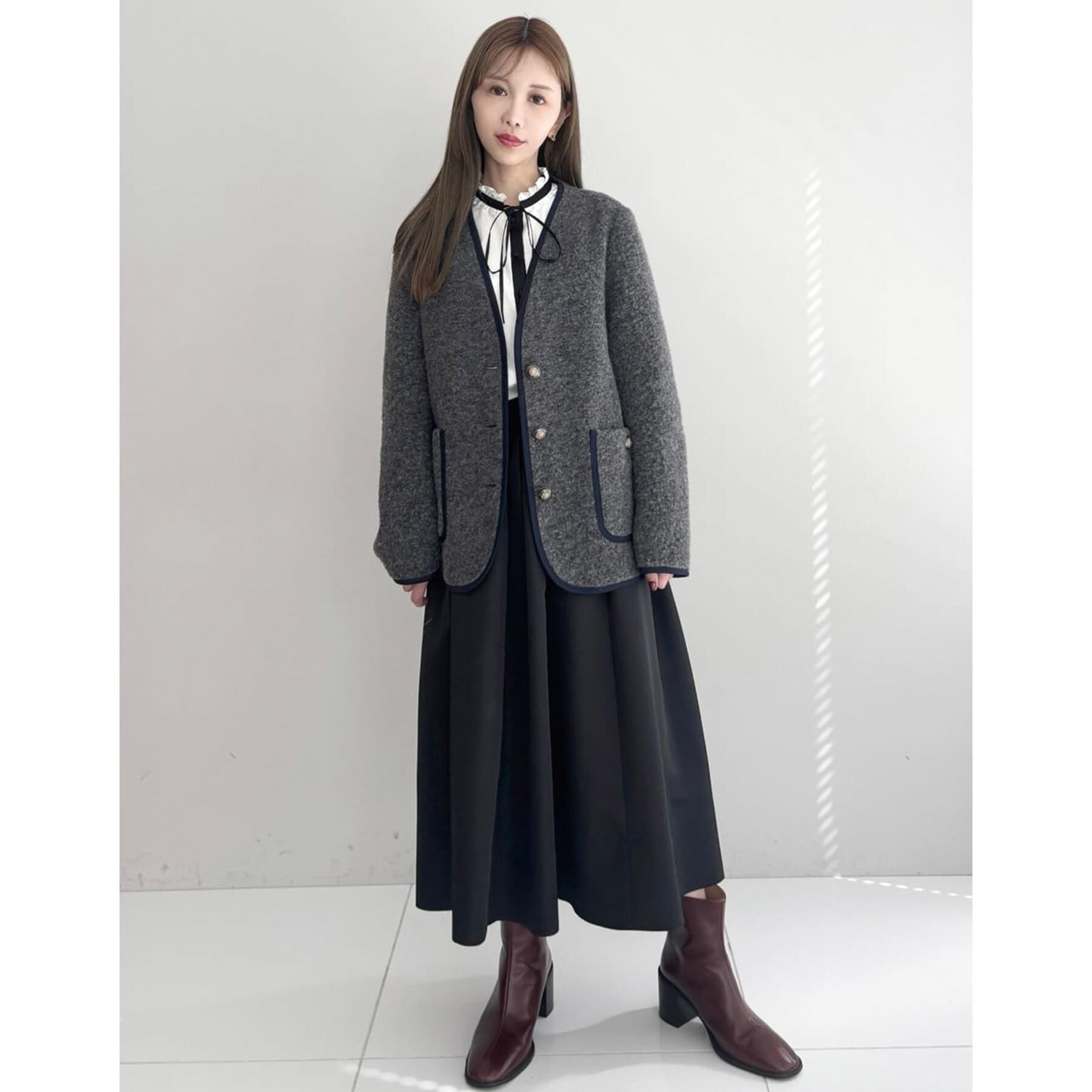 DRESSTERIOR「チロリアンニットジャケット」|ノーカラージャケット|