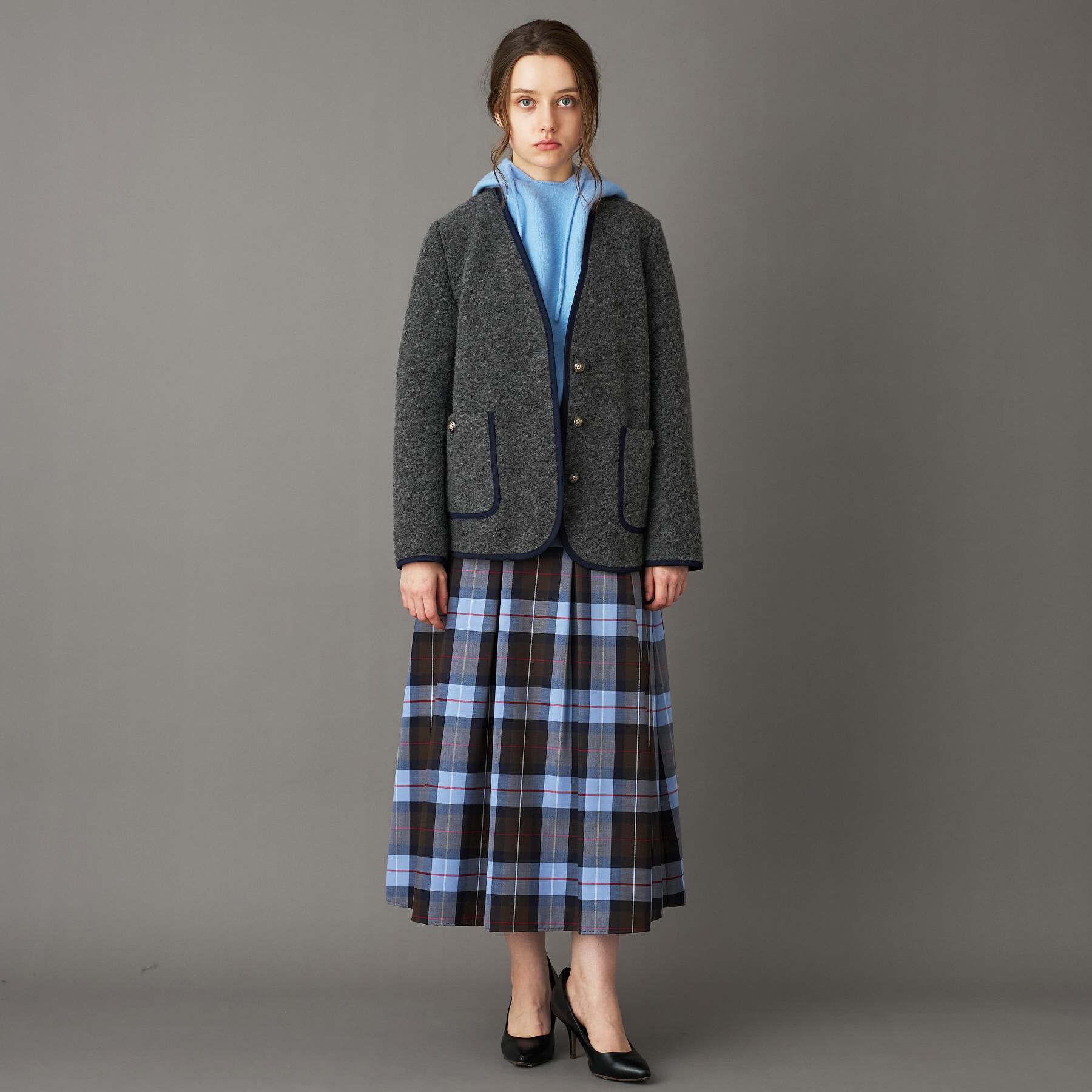 DRESSTERIOR「チロリアンニットジャケット」|ノーカラージャケット|