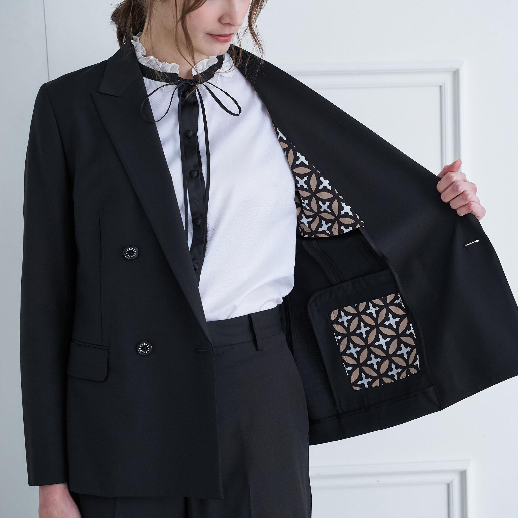 DRESSTERIOR「ピークドダブルライトストレッチジャケット」|テーラードジャケット|