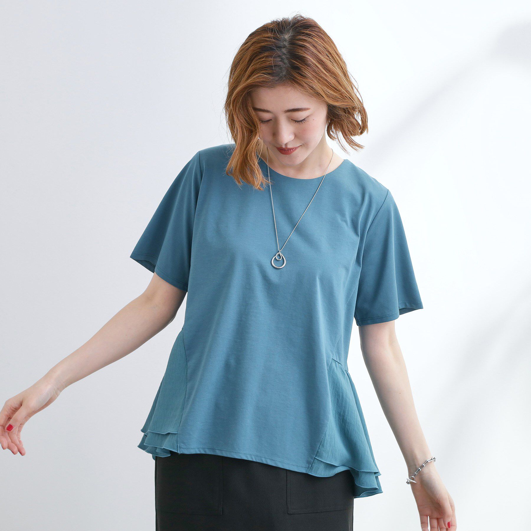 grove「【UV・冷感】布帛使いフレアーTシャツ」|Tシャツ・カットソー|