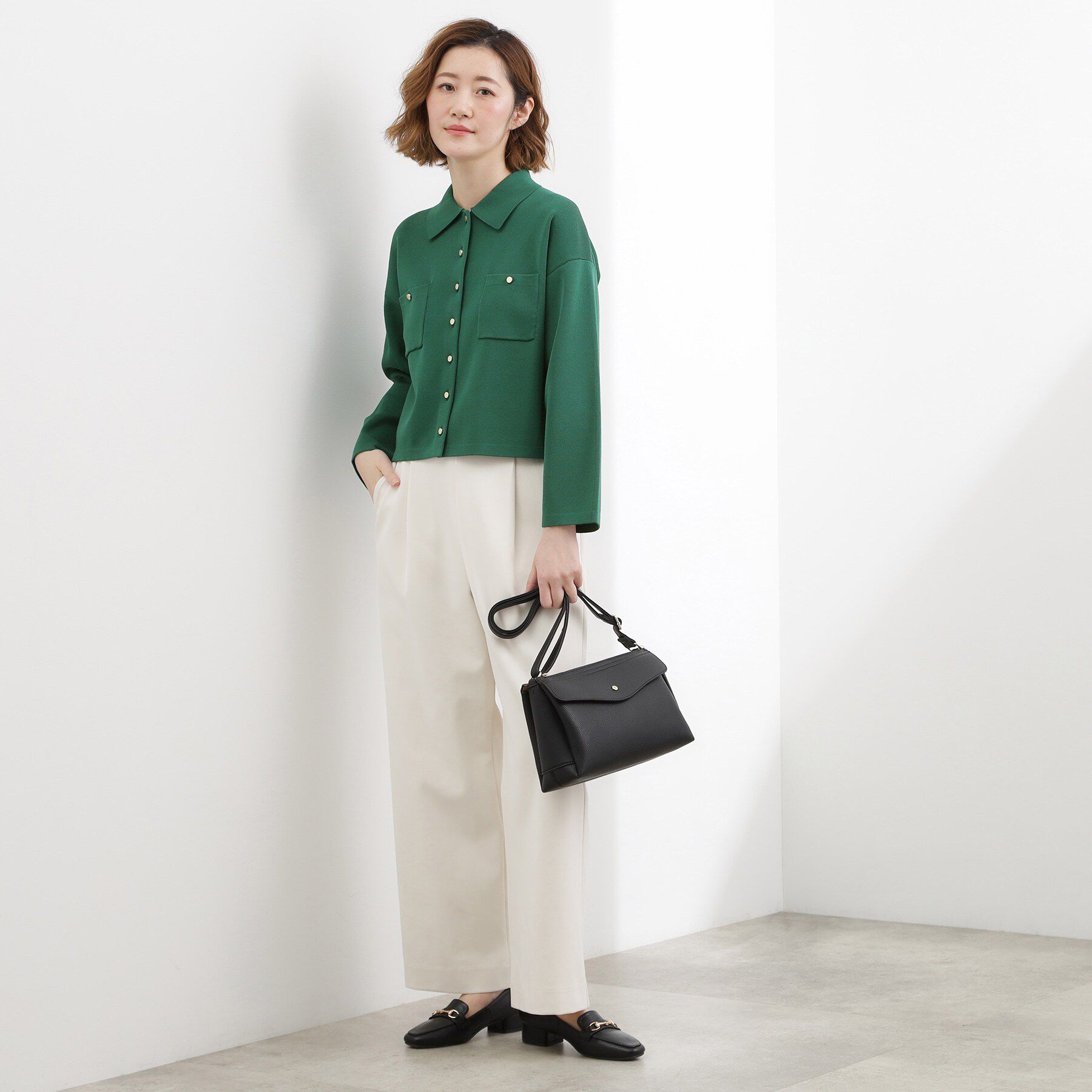 grove「コットンブレンド襟付きカーディガン」|カーディガン|