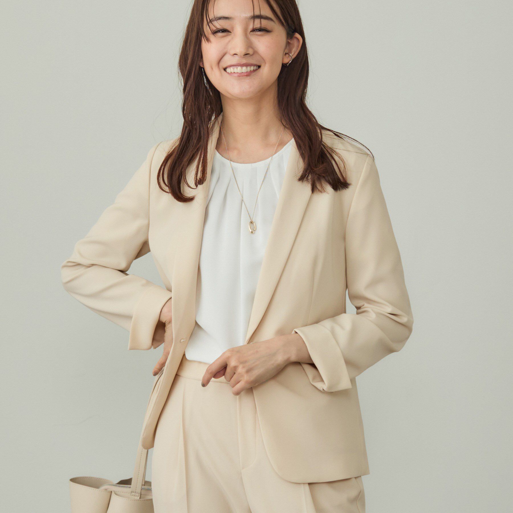 INDIVI「【洗える／UVケア】ストレッチテーラードジャケット」|スーツ|アイボリー(004)