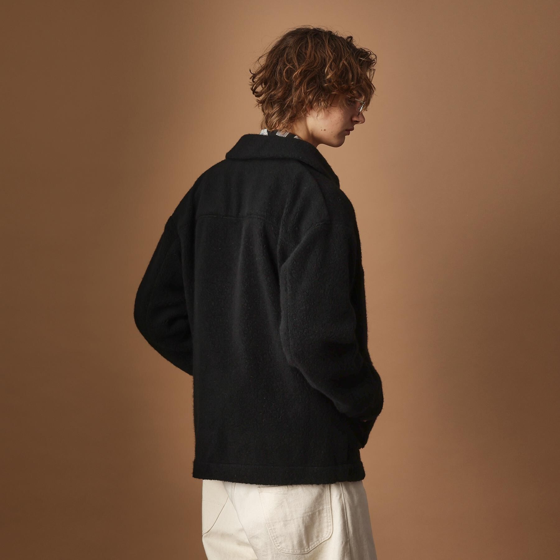 40CARATS&525「ウール混パイルボア4パッチシャツ」|ブルゾン・スタジャン|