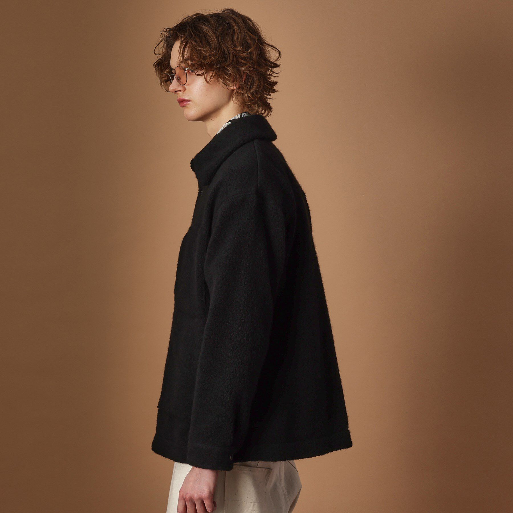 40CARATS&525「ウール混パイルボア4パッチシャツ」|ブルゾン・スタジャン|