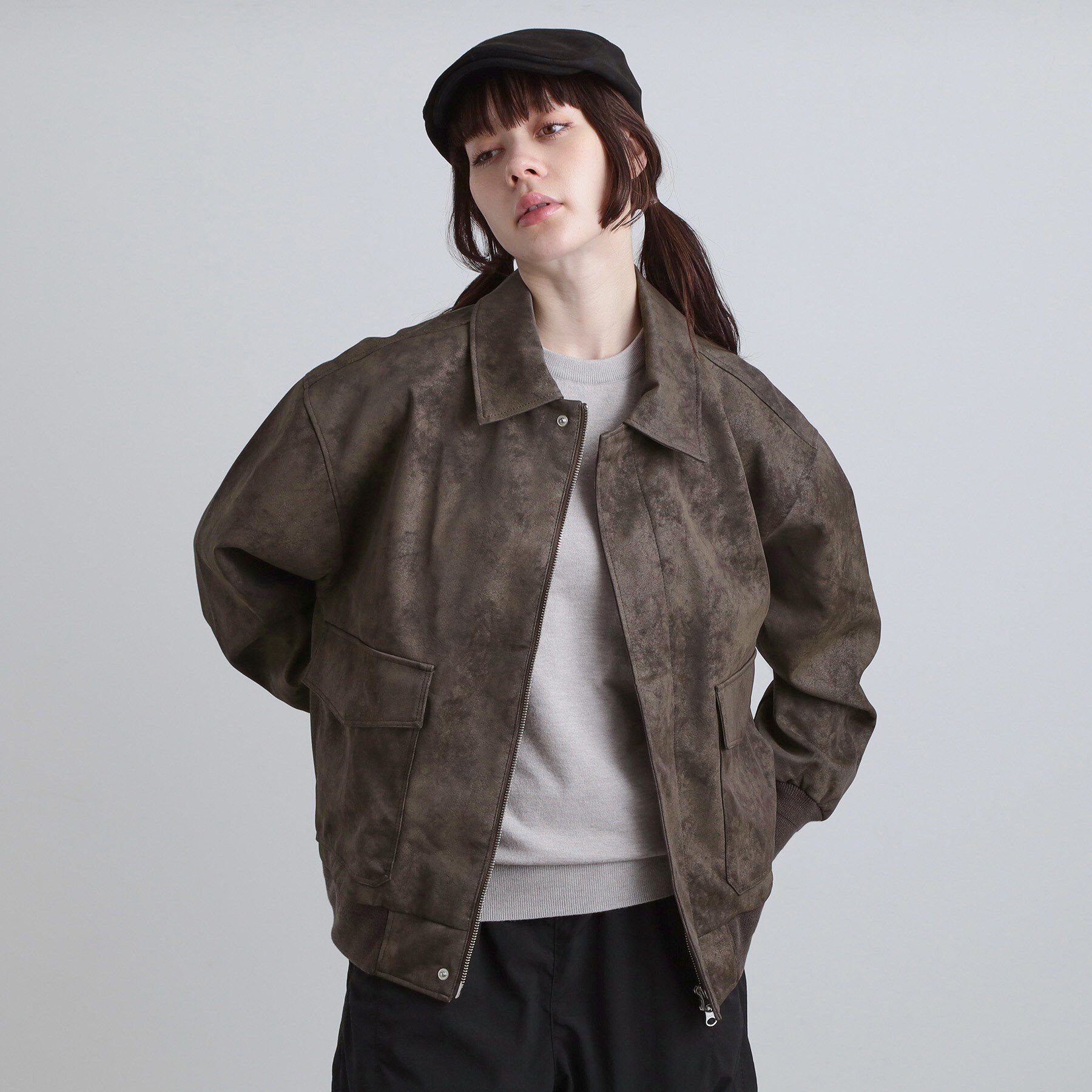 tk.TAKEO KIKUCHI「A－2シンセティックレザーブルゾン」|ブルゾン・スタジャン|