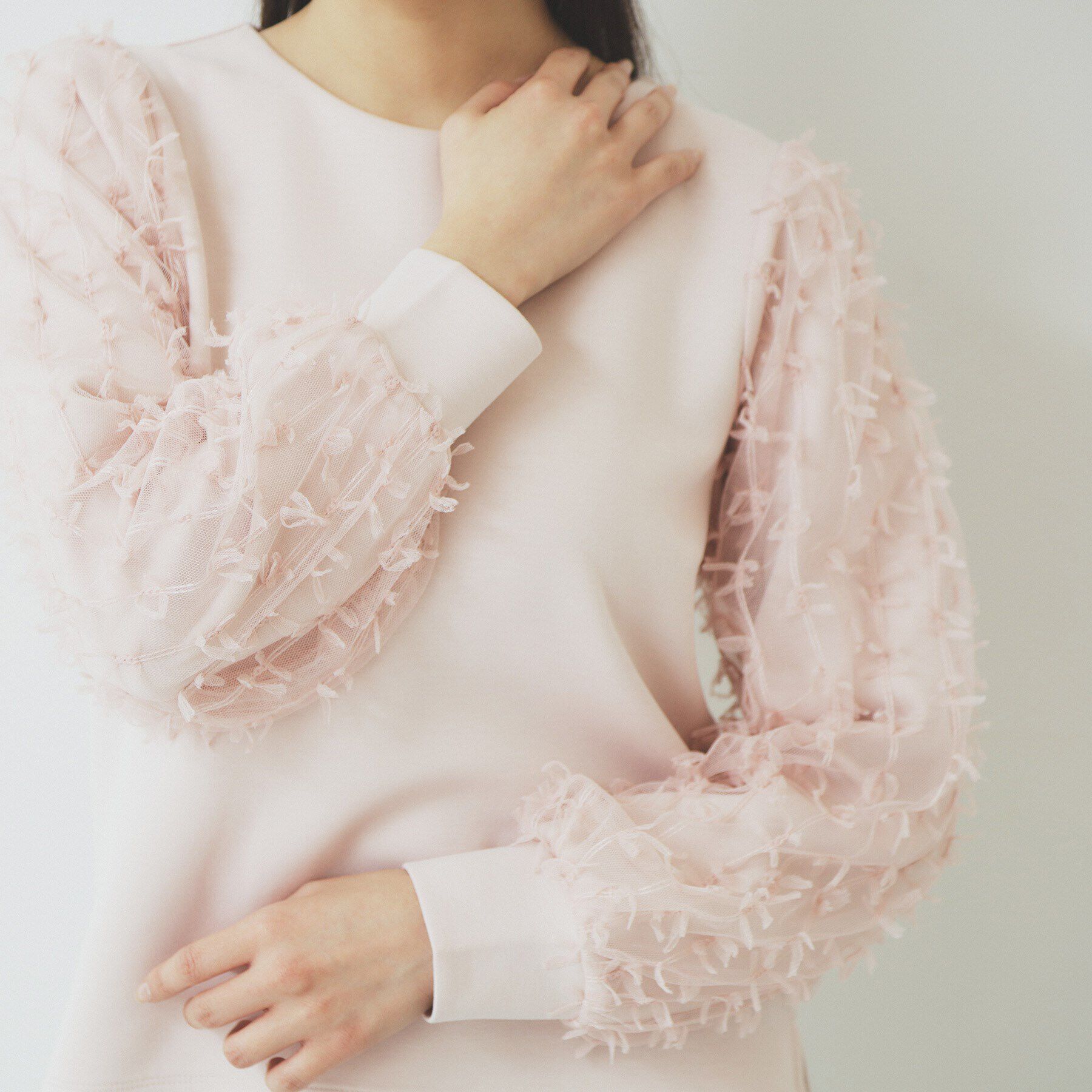 index「《美人百花掲載》リボンチュールトップス【洗濯機洗い可】」|Tシャツ・カットソー|