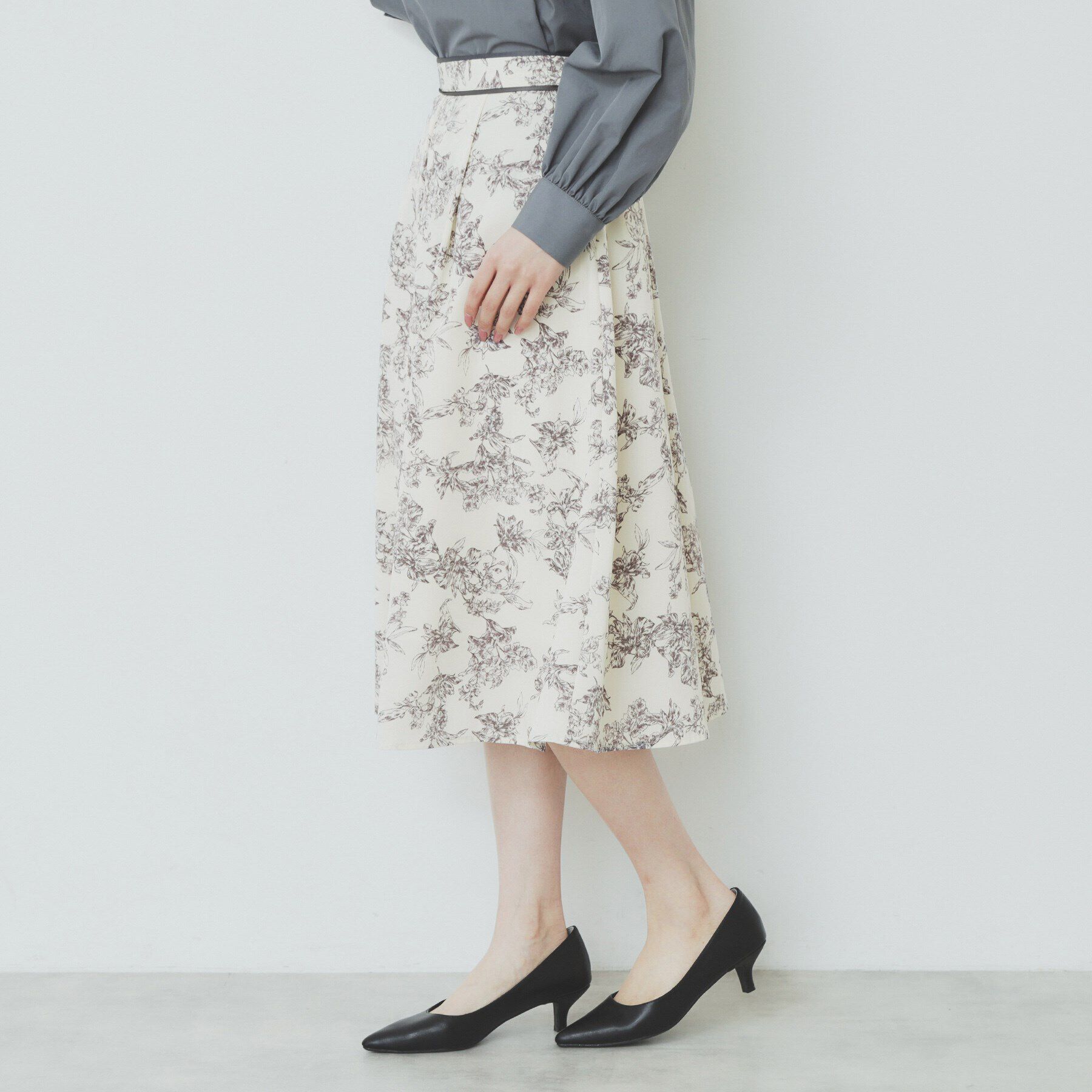 index「フラワープリントフレアスカート【洗濯機洗い可/イージーアイロン】」|スカート|