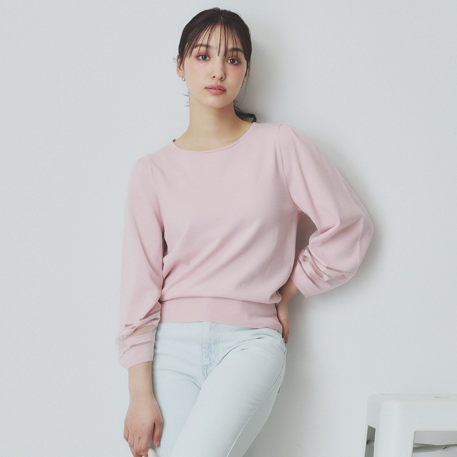 index「シアーラインパフスリーブニット【UV/洗濯機洗い可】」|ニット・セーター|