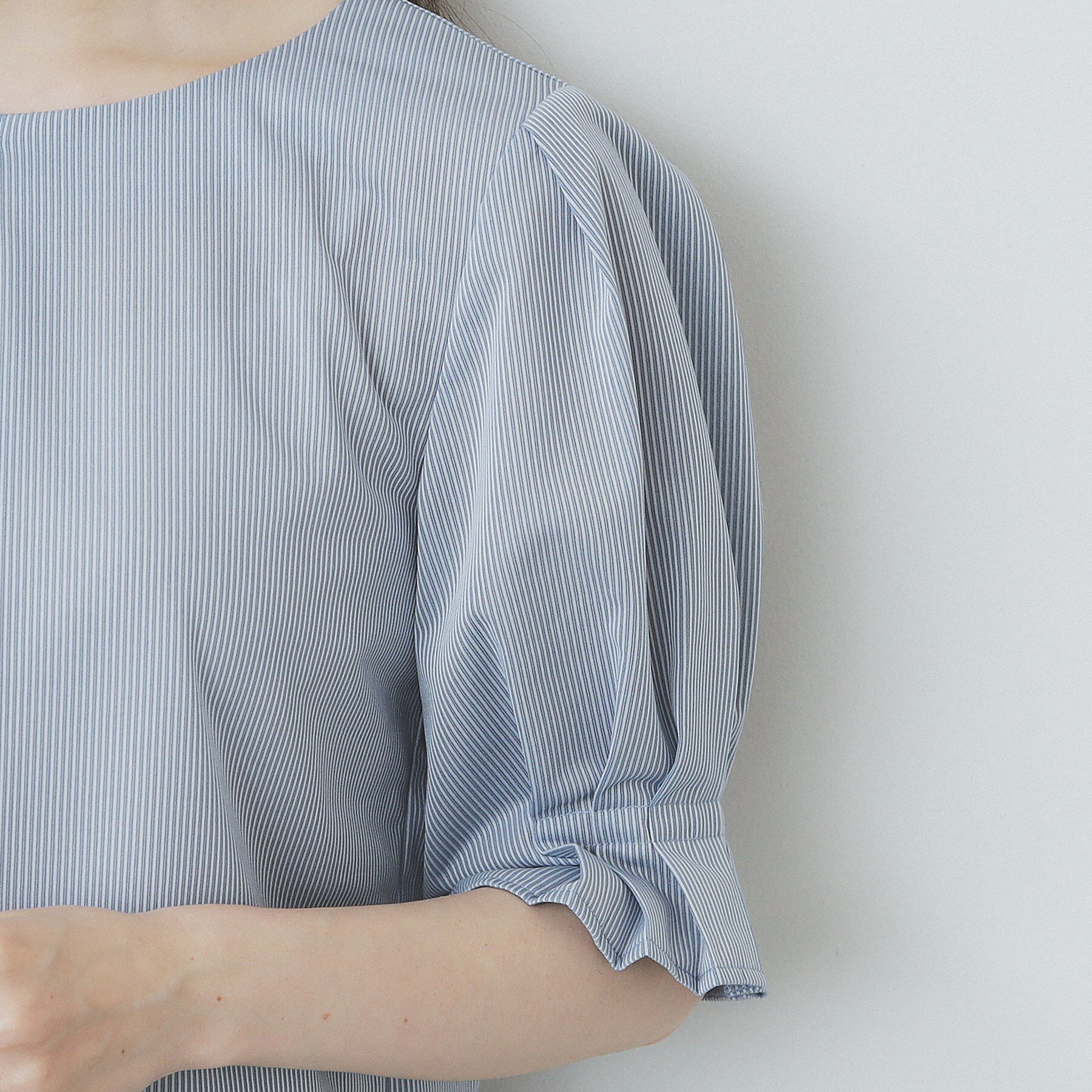 index「ストライプジャージタックスリーブトップス【吸水速乾/洗濯機洗い可】」|Tシャツ・カットソー|