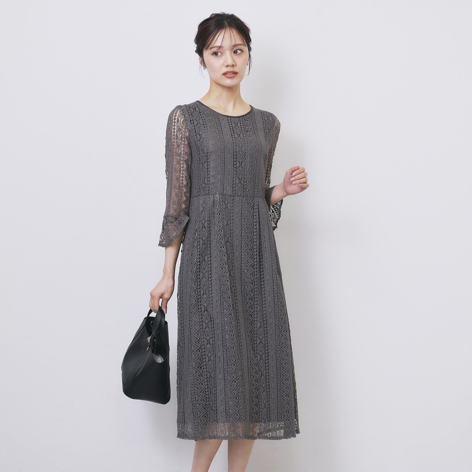 index「幾何ラインレースワンピース【洗濯機OK】」|ワンピース|