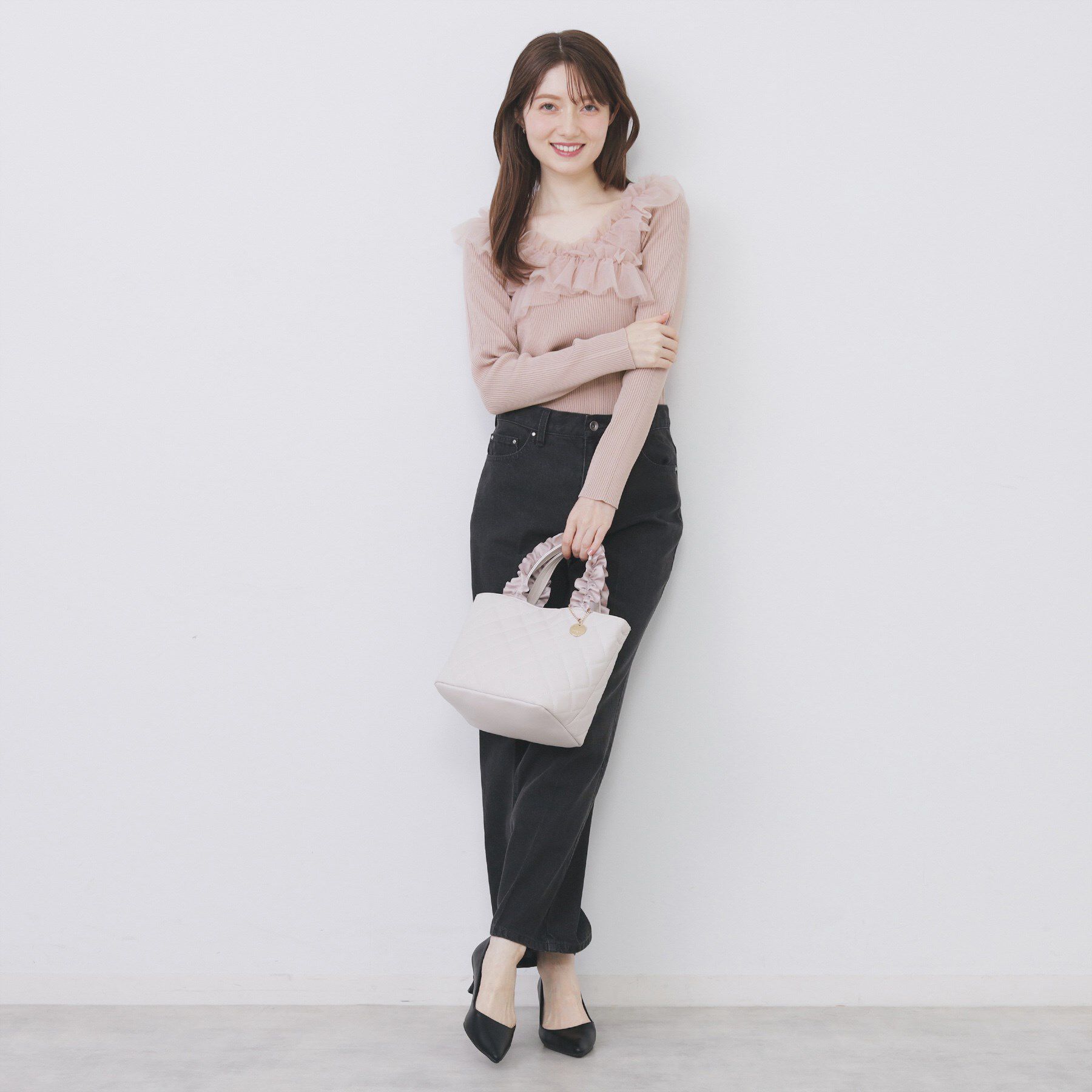 index「クロスチュールフリルリブニット【洗濯機OK/抗ピル】」|ニット・セーター|