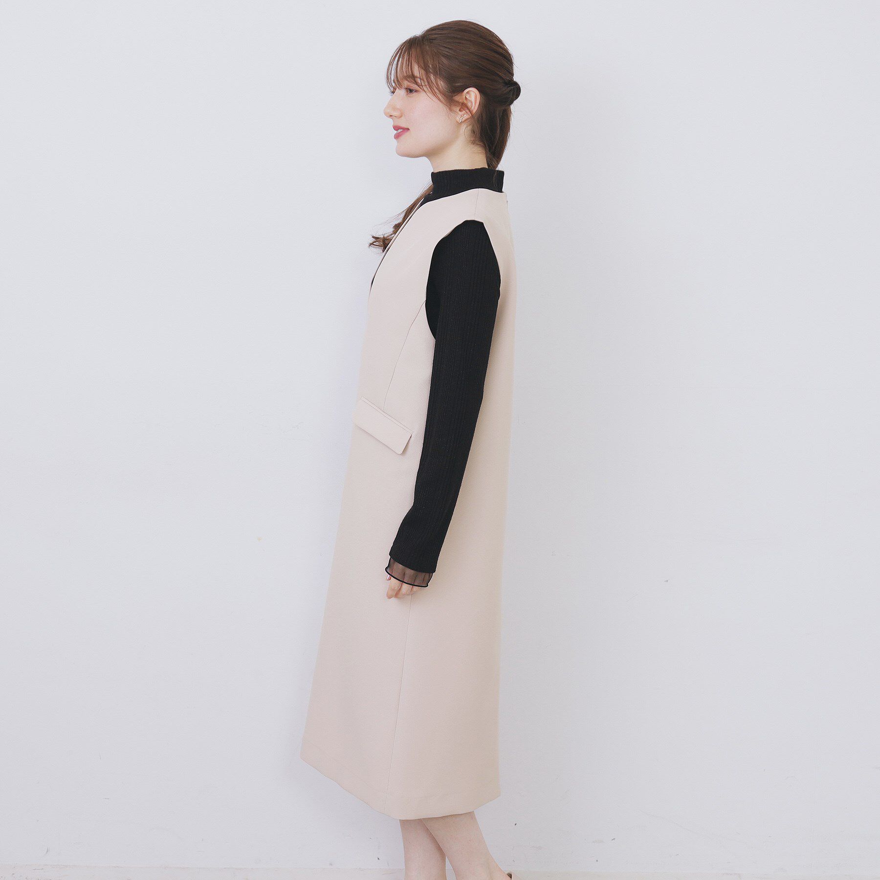 index「キーネックジャンスカ【洗濯機OK/防シワ/イージーアイロン】」|ワンピース|