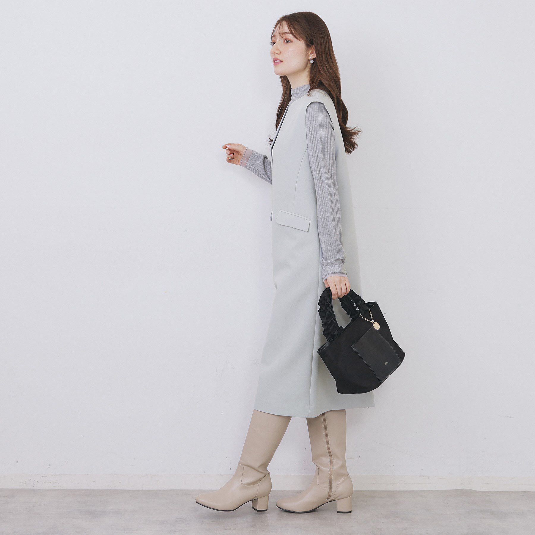 index「キーネックジャンスカ【洗濯機OK/防シワ/イージーアイロン】」|ワンピース|