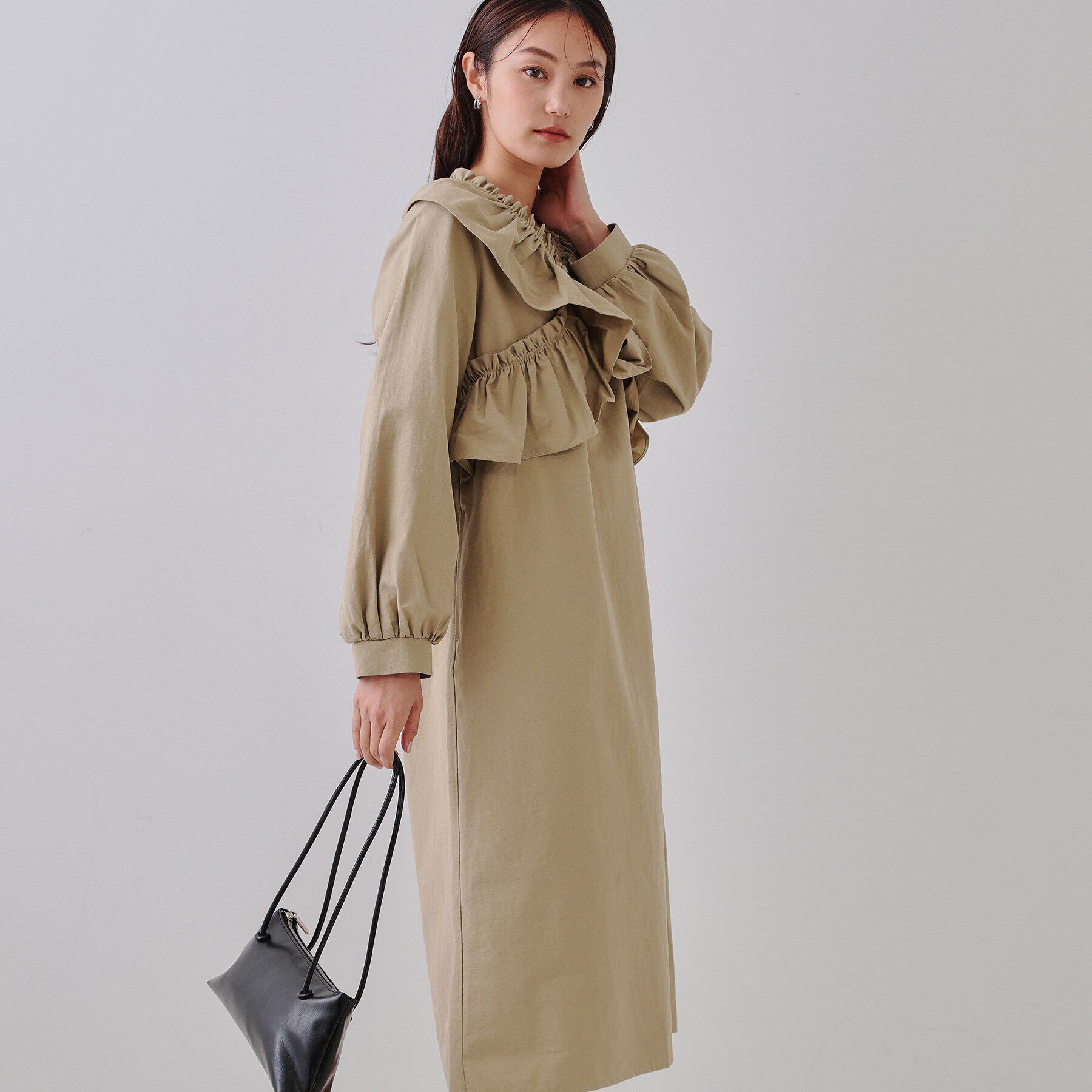 OPAQUE.CLIP「フリルデザインワンピース【洗濯機洗い可】」|ワンピース|