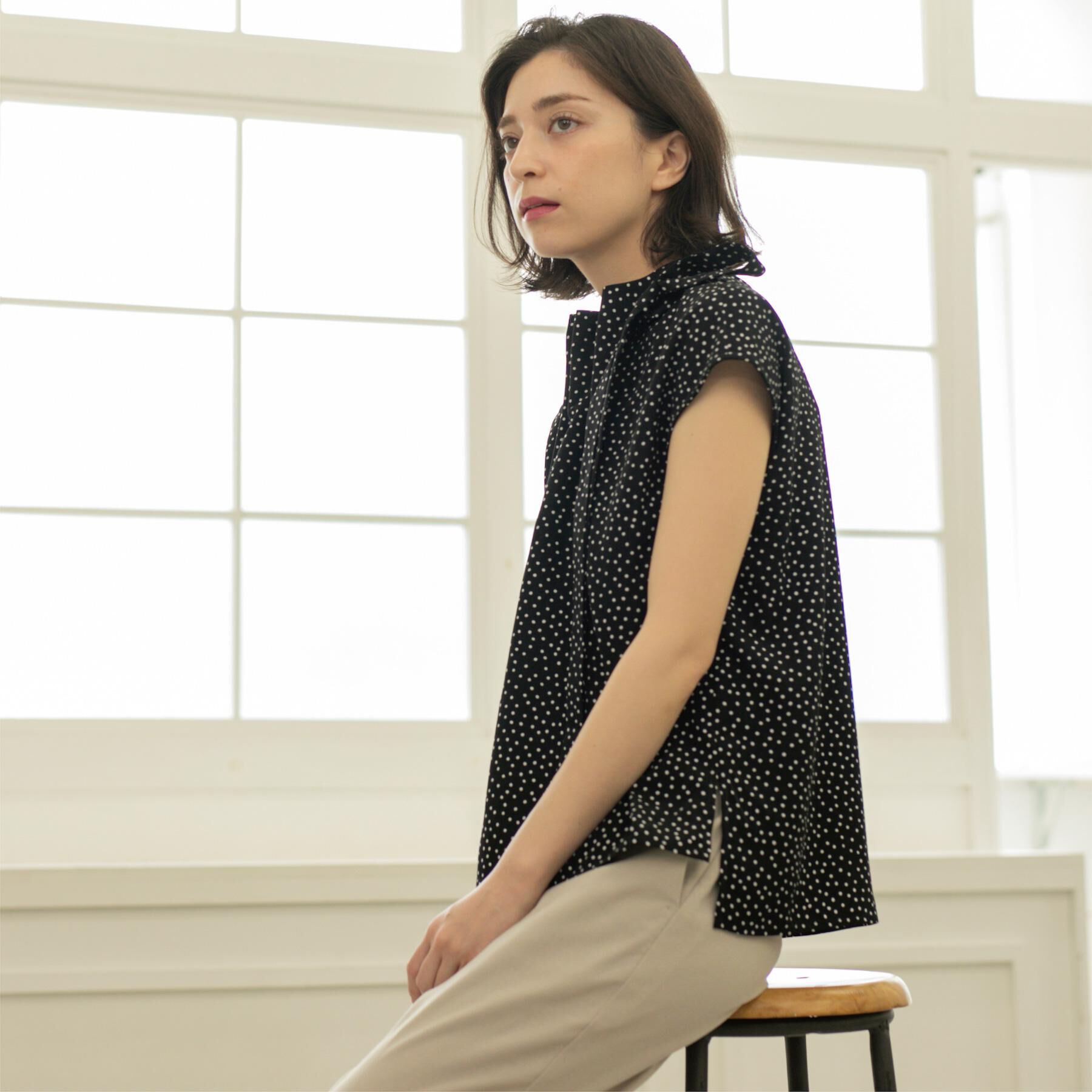 OPAQUE.CLIP「ラッピングボウタイドットブラウス【洗濯機洗い可】」|シャツ・ブラウス|