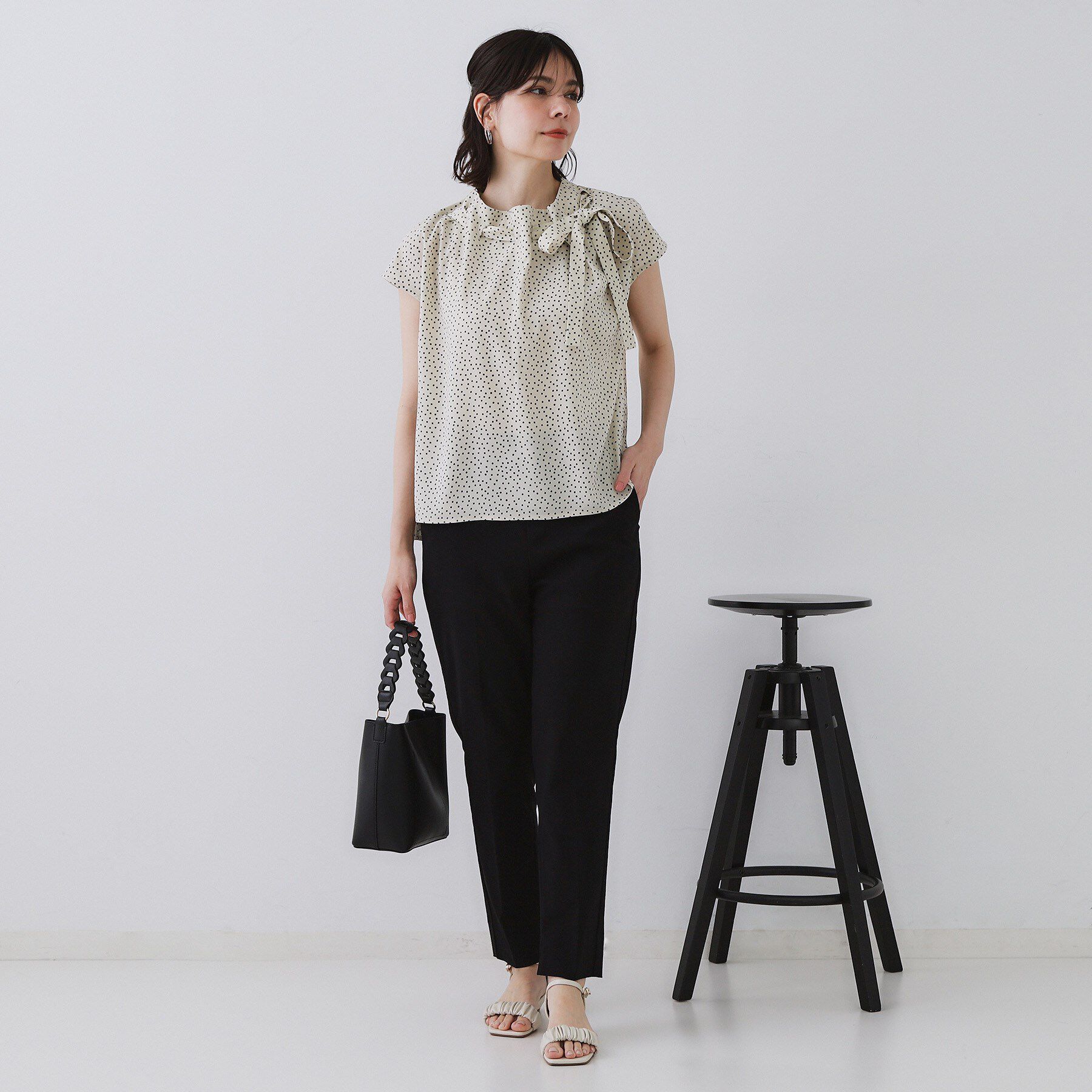 OPAQUE.CLIP「ラッピングボウタイドットブラウス【洗濯機洗い可】」|シャツ・ブラウス|