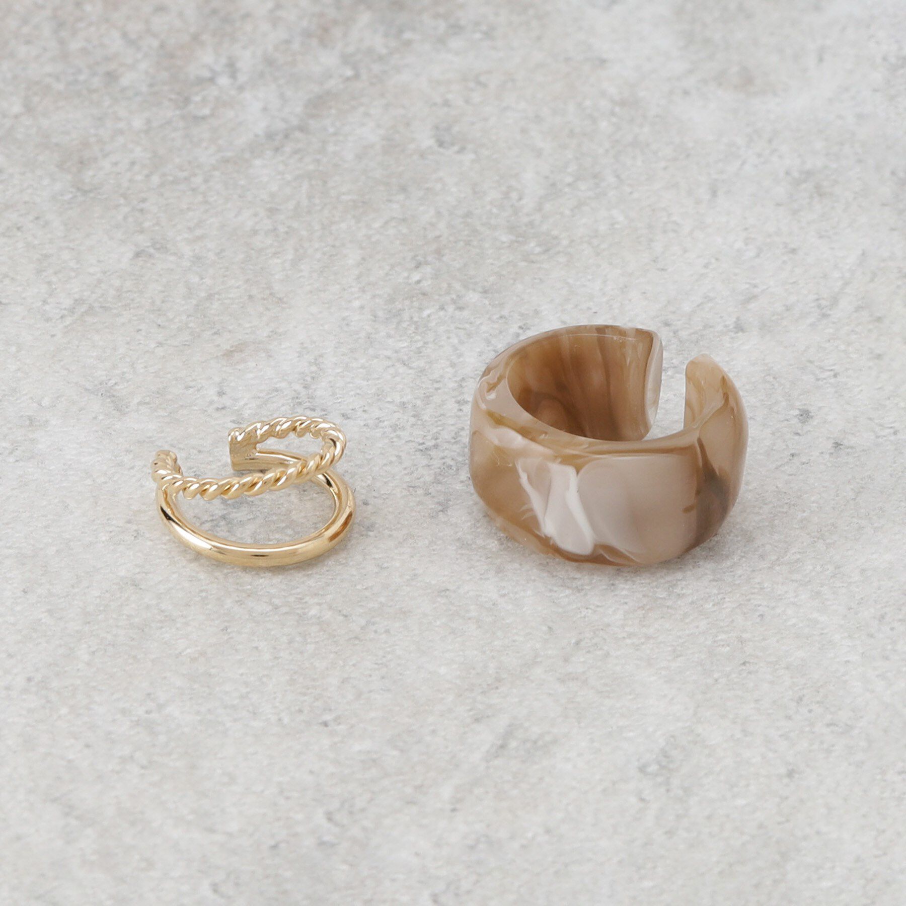 OPAQUE.CLIP「マーブル&times;ダブルラインメタルセットイヤーカフ」|イヤリング|