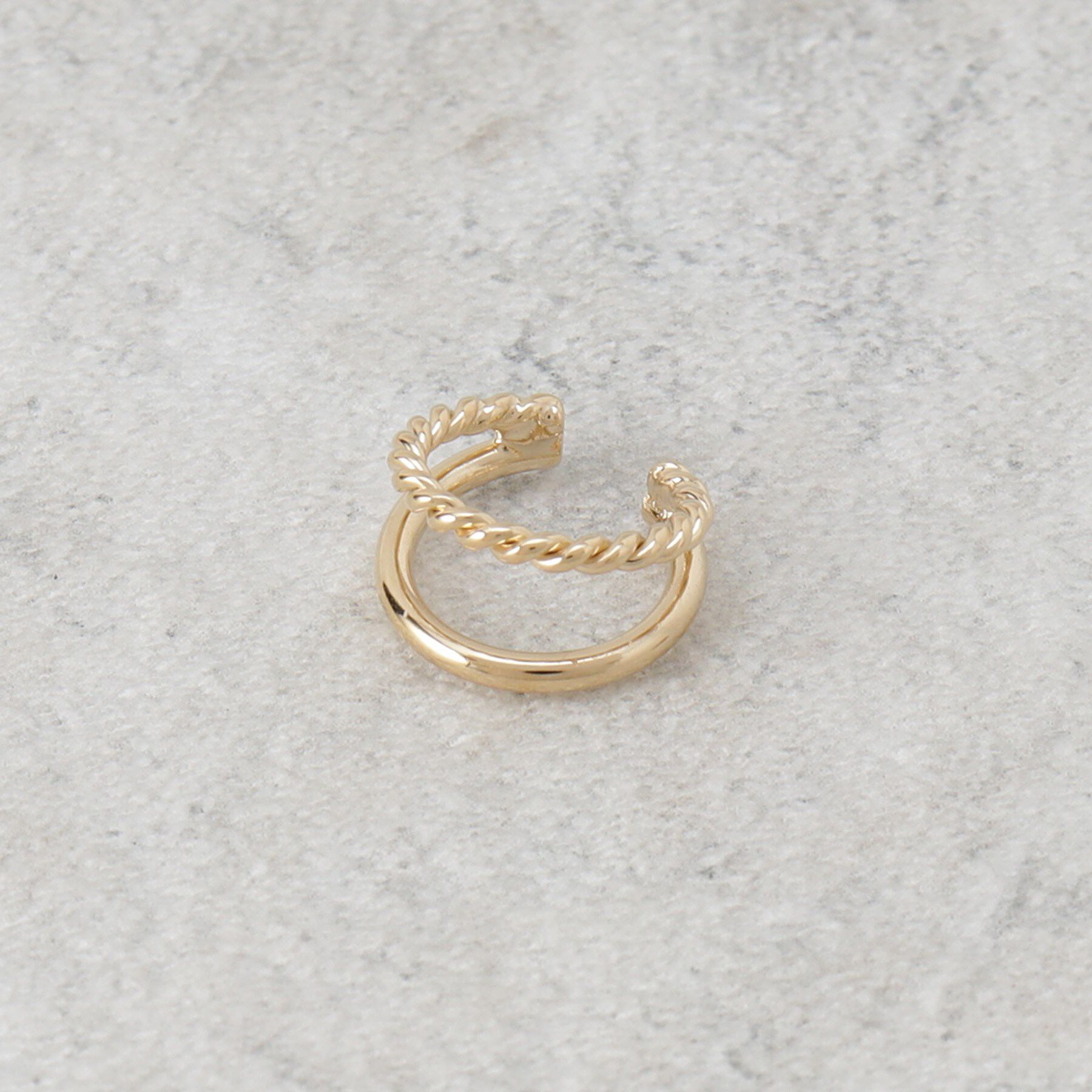 OPAQUE.CLIP「マーブル&times;ダブルラインメタルセットイヤーカフ」|イヤリング|