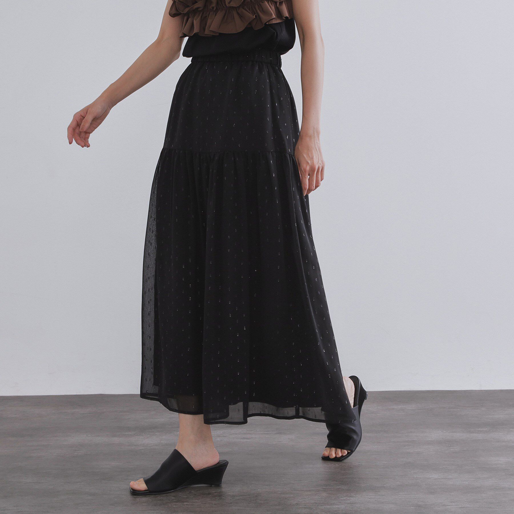 OPAQUE.CLIP「ラメドットイージーティアードスカート【洗濯機洗い可】」|スカート|