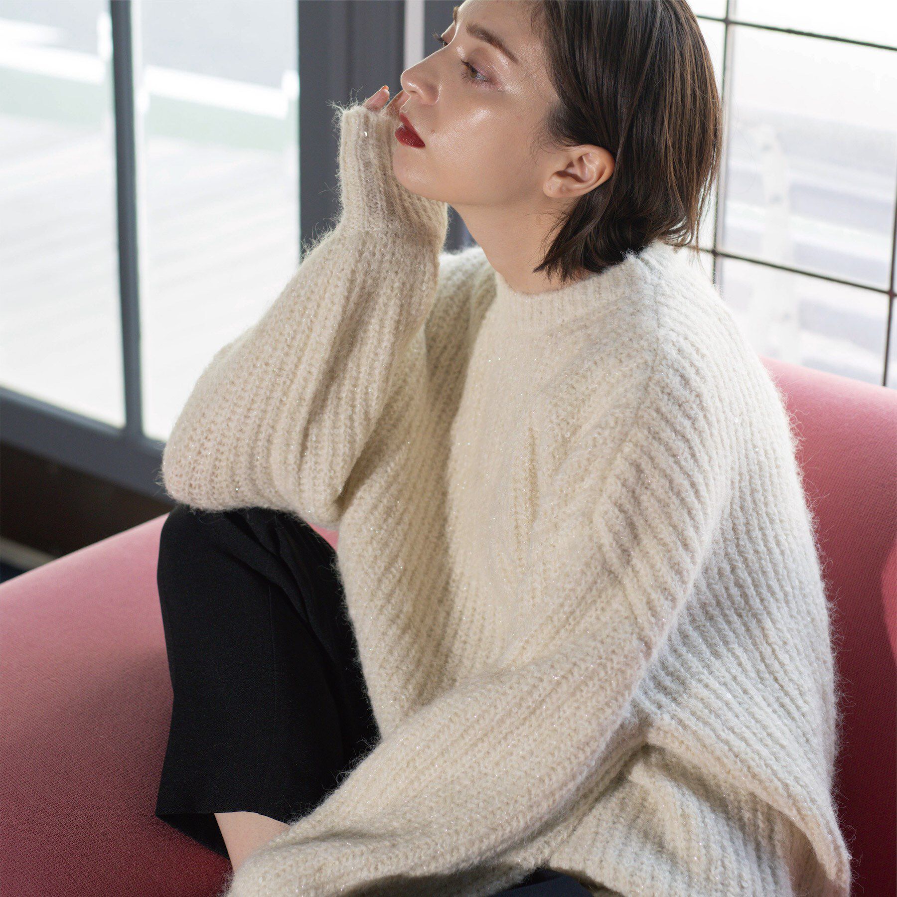 OPAQUE.CLIP「オーバーサイズ スパンコールニット」|ニット・セーター|